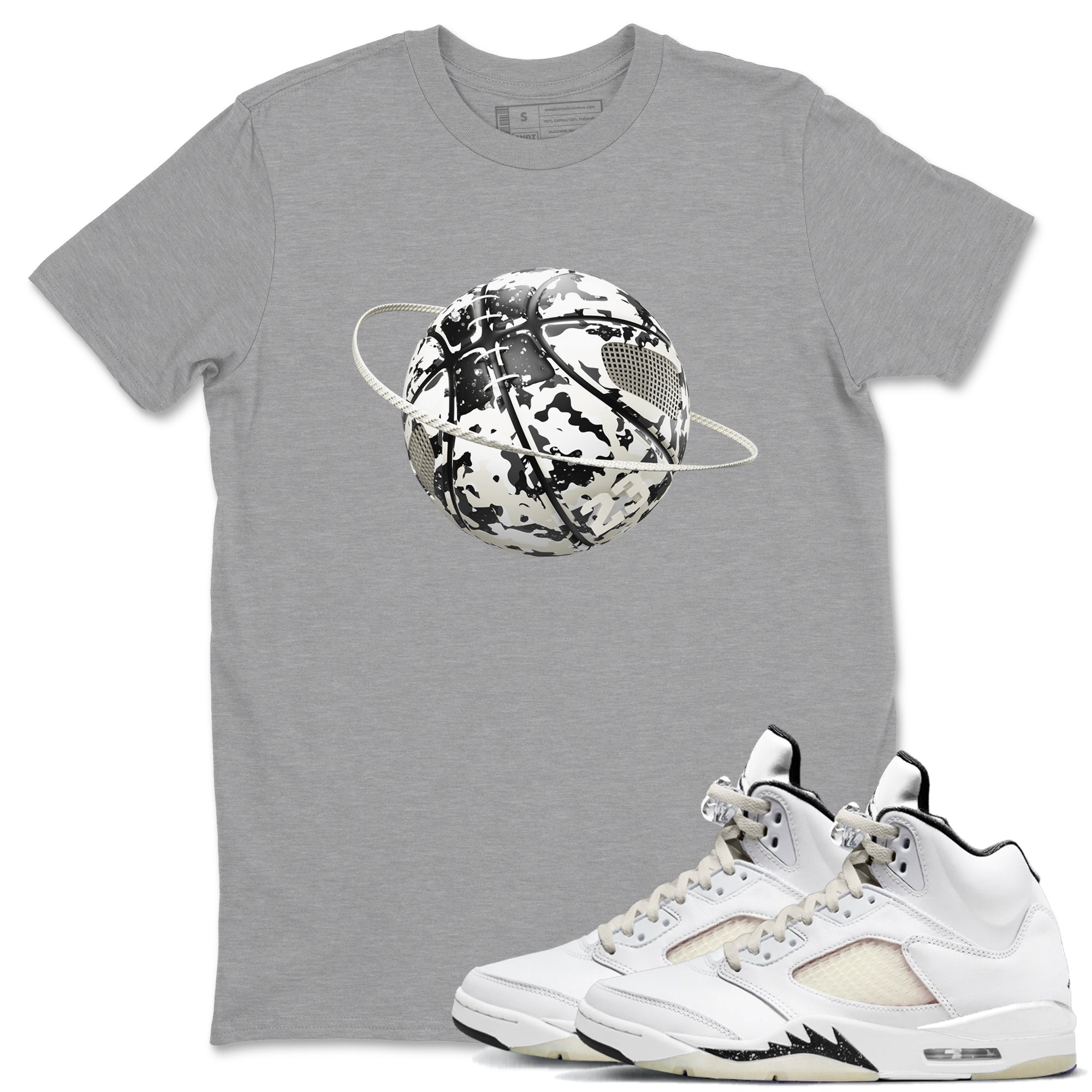 5s Sail shirt to match jordans Camo Basketball Planet sneaker tees Air Jordan 5 Sail Drip Gear Zone unisex cotton Heather Grey 1 crew neck shirt