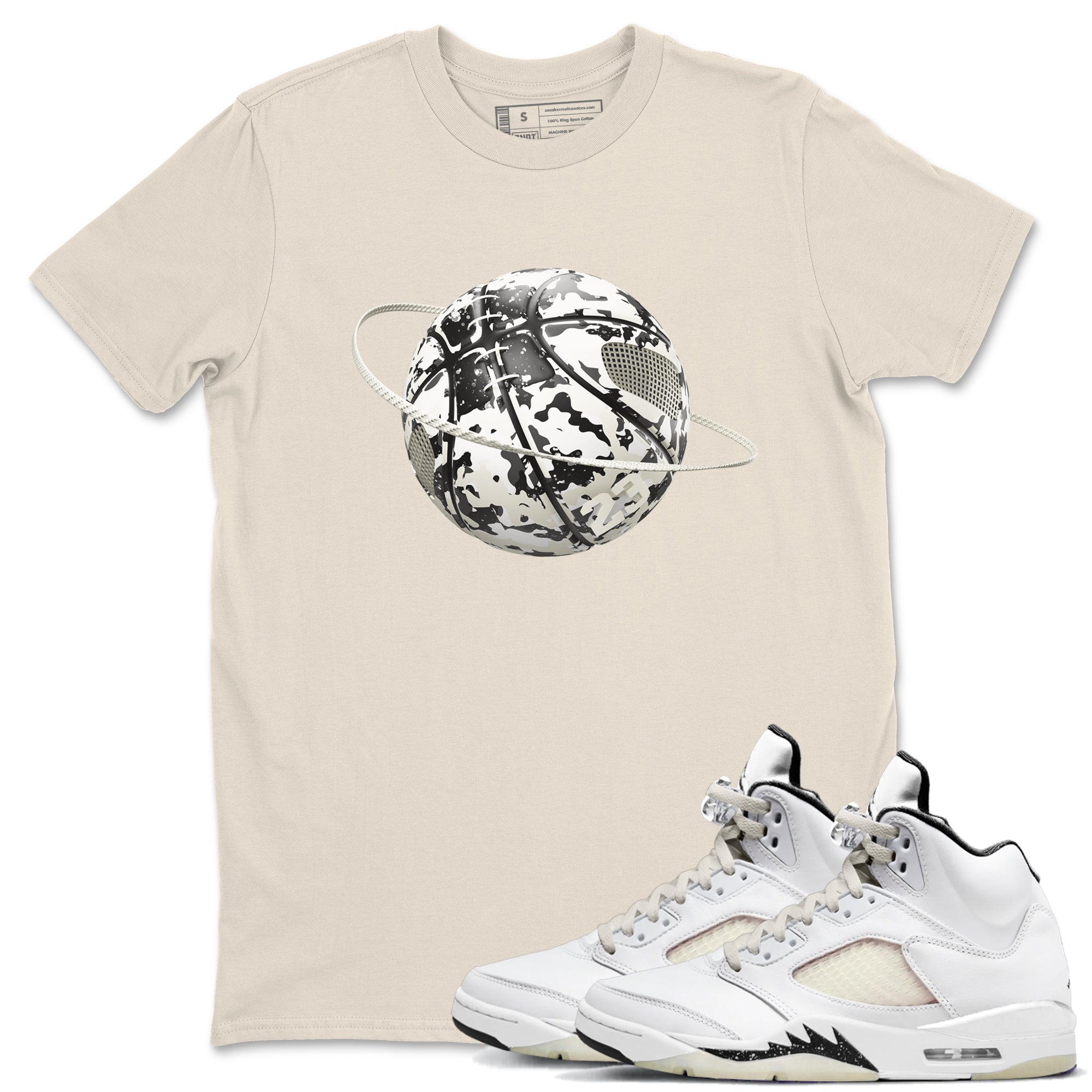 5s Sail shirt to match jordans Camo Basketball Planet sneaker tees Air Jordan 5 Sail Drip Gear Zone unisex cotton Natural 1 crew neck shirt