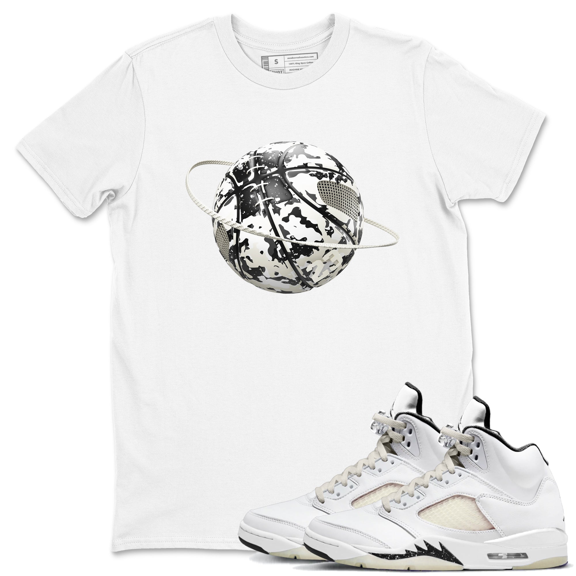 5s Sail shirt to match jordans Camo Basketball Planet sneaker tees Air Jordan 5 Sail Drip Gear Zone unisex cotton White 1 crew neck shirt