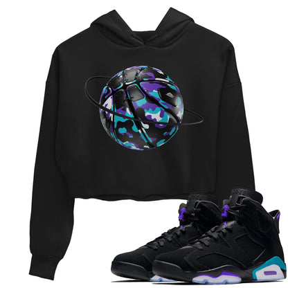 Air Jordan 6 Aqua shirt to match jordans Camo Basketball Planet Streetwear Sneaker Shirt AJ6 Aqua Drip Gear Zone Sneaker Matching Clothing Black 1 Crop T-Shirt