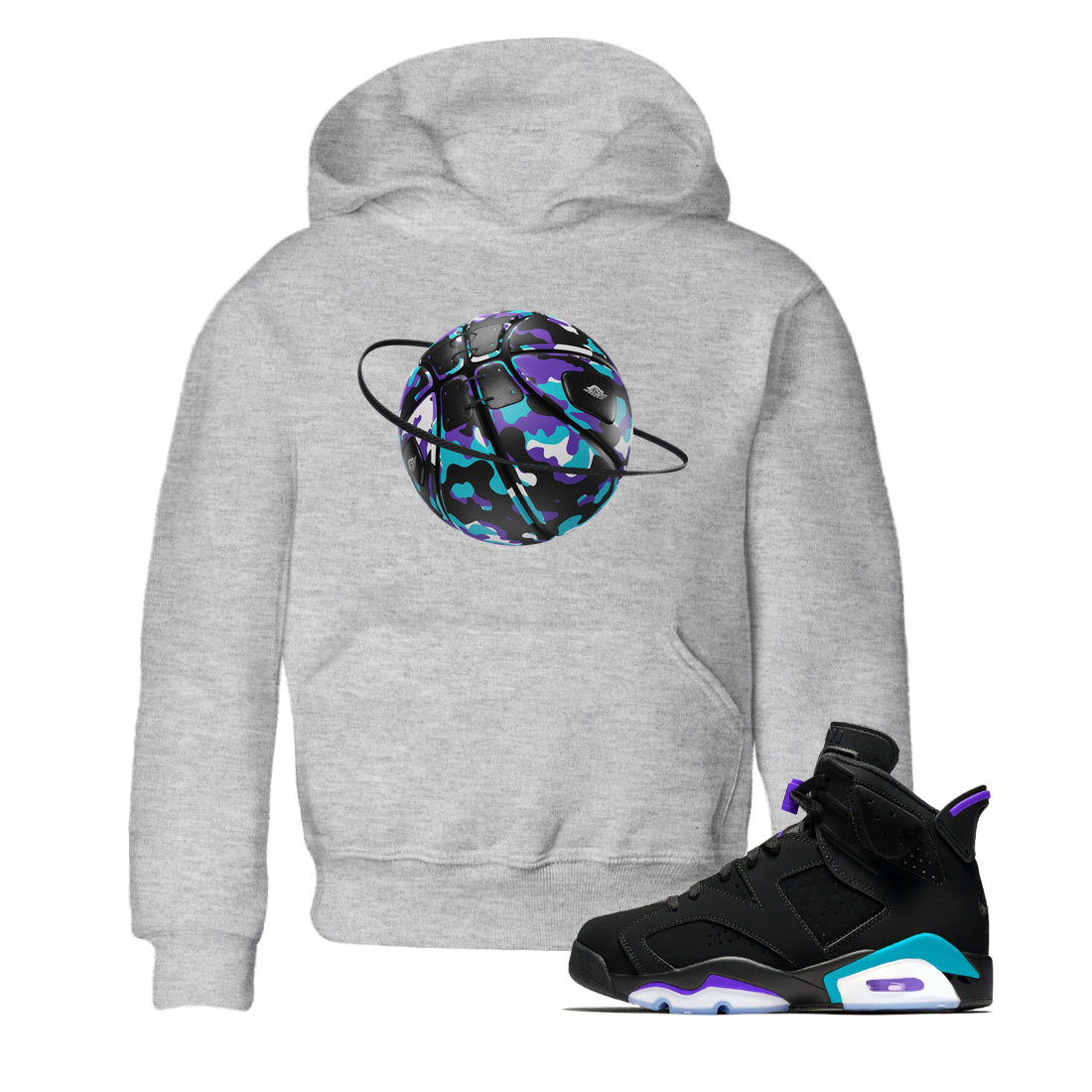 Air Jordan 6 Aqua shirt to match jordans Camo Basketball Planet Streetwear Sneaker Shirt AJ6 Aqua Drip Gear Zone Sneaker Matching Clothing Baby Toddler Heather Grey 1 T-Shirt
