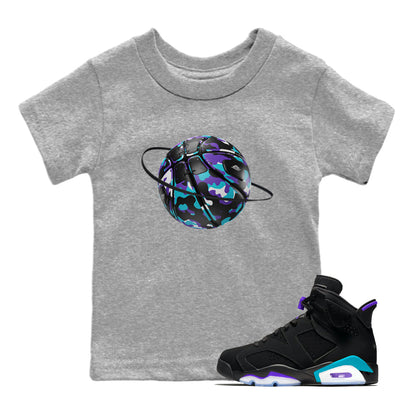 Air Jordan 6 Aqua shirt to match jordans Camo Basketball Planet Streetwear Sneaker Shirt AJ6 Aqua Drip Gear Zone Sneaker Matching Clothing Baby Toddler Heather Grey 1 T-Shirt