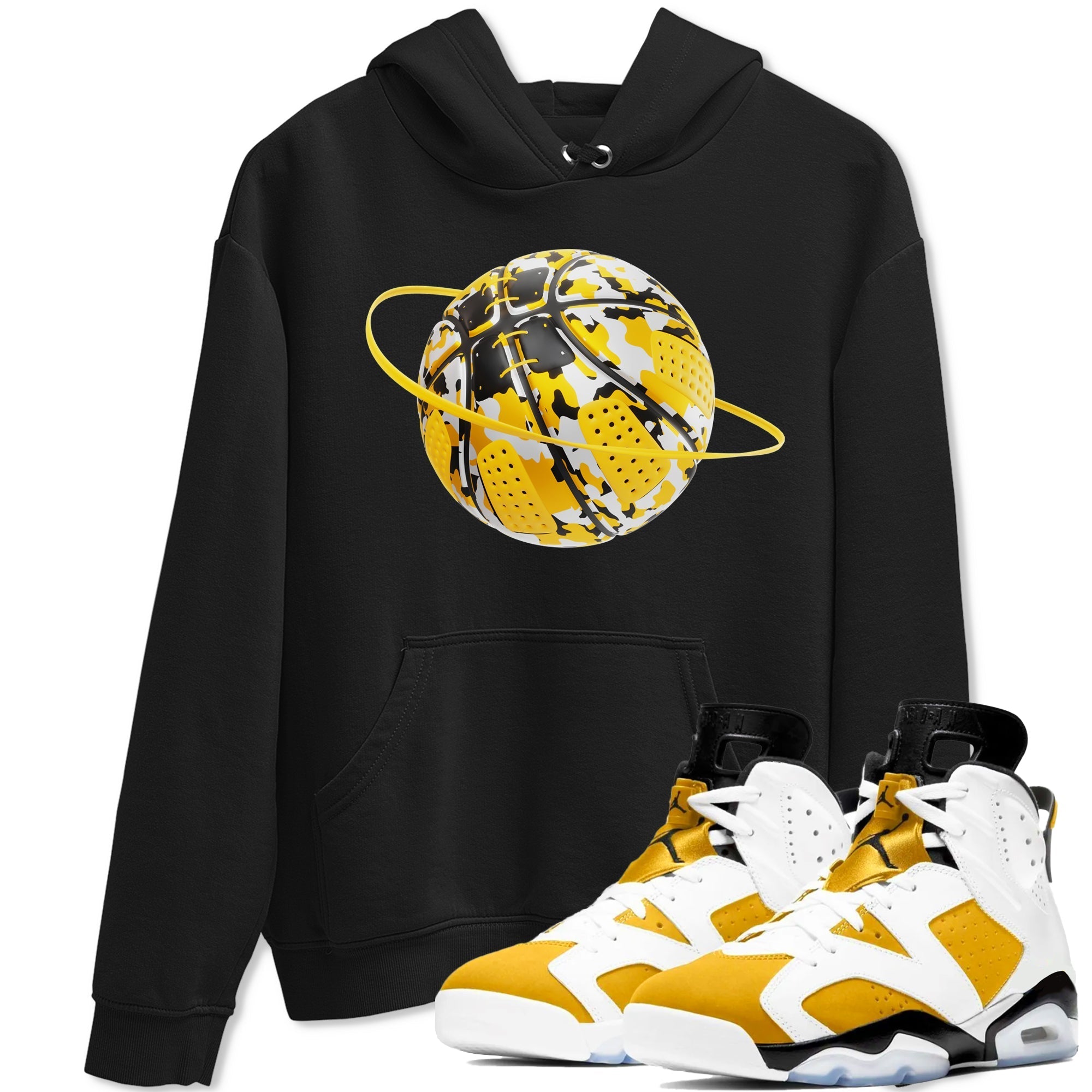 6s Yellow Ochre shirt to match jordans Camo Basketball Planet sneaker tees streetwear brand Air Jordan 6 Yellow Ochre Drip Gear Zone Brand Unisex Black 1 T-Shirt