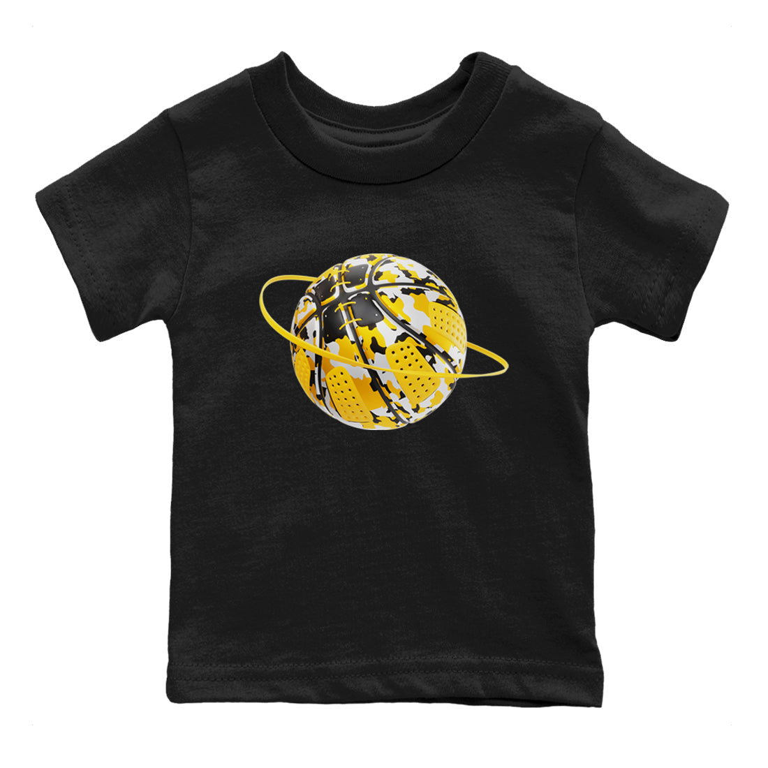 6s Yellow Ochre shirt to match jordans Camo Basketball Planet sneaker tees streetwear brand Air Jordan 6 Yellow Ochre Drip Gear Zone Brand Baby Toddler Black 2 T-Shirt