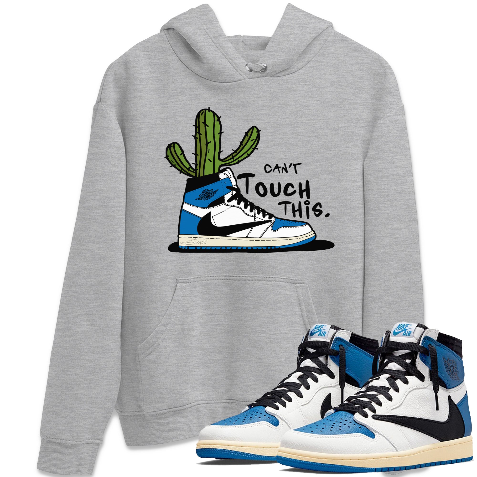 Air Jordan 1 Travis Scott Fragment Sneaker Match Tees Can't Touch This Streetwear Sneaker Shirt Air Jordan 1 High OG x Travis Scott x Fragment Sneaker Release Tees Unisex Shirts Heather Grey 1