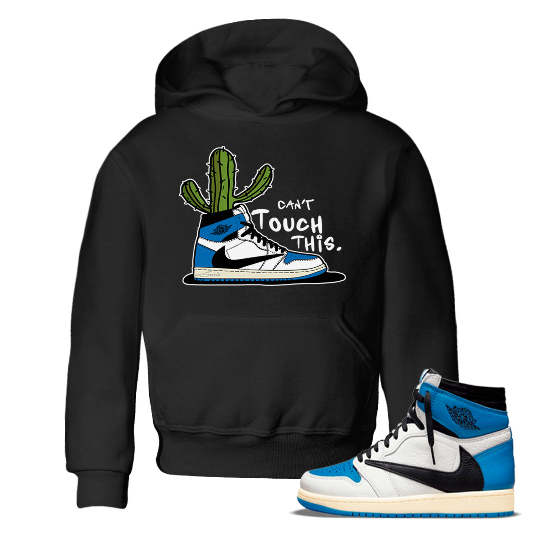Air Jordan 1 Travis Scott Fragment Sneaker Match Tees Can't Touch This Streetwear Sneaker Shirt Air Jordan 1 High OG x Travis Scott x Fragment Sneaker Release Tees Kids Shirts Black 1
