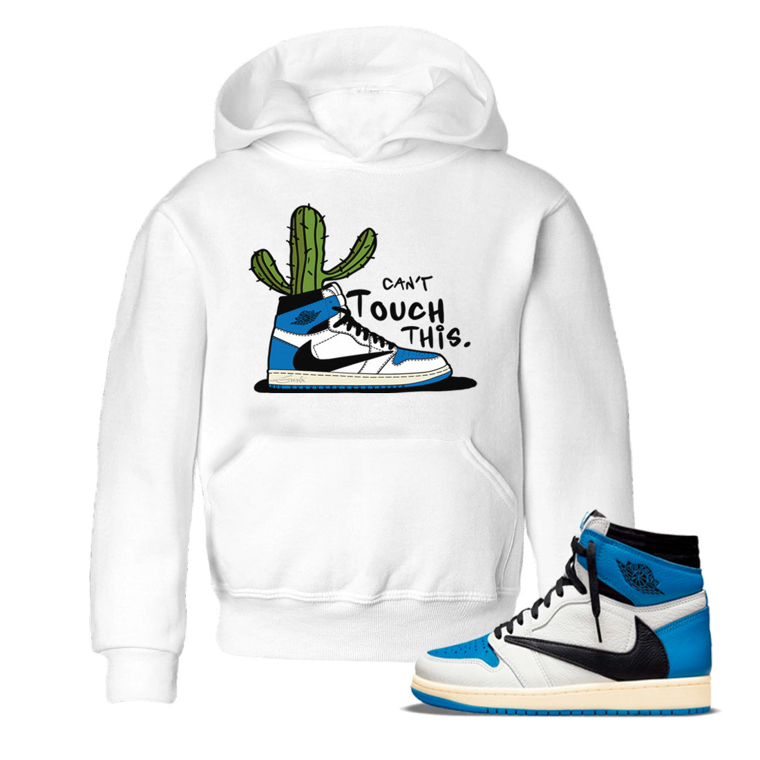 Air Jordan 1 Travis Scott Fragment Sneaker Match Tees Can't Touch This Streetwear Sneaker Shirt Air Jordan 1 High OG x Travis Scott x Fragment Sneaker Release Tees Kids Shirts White 1