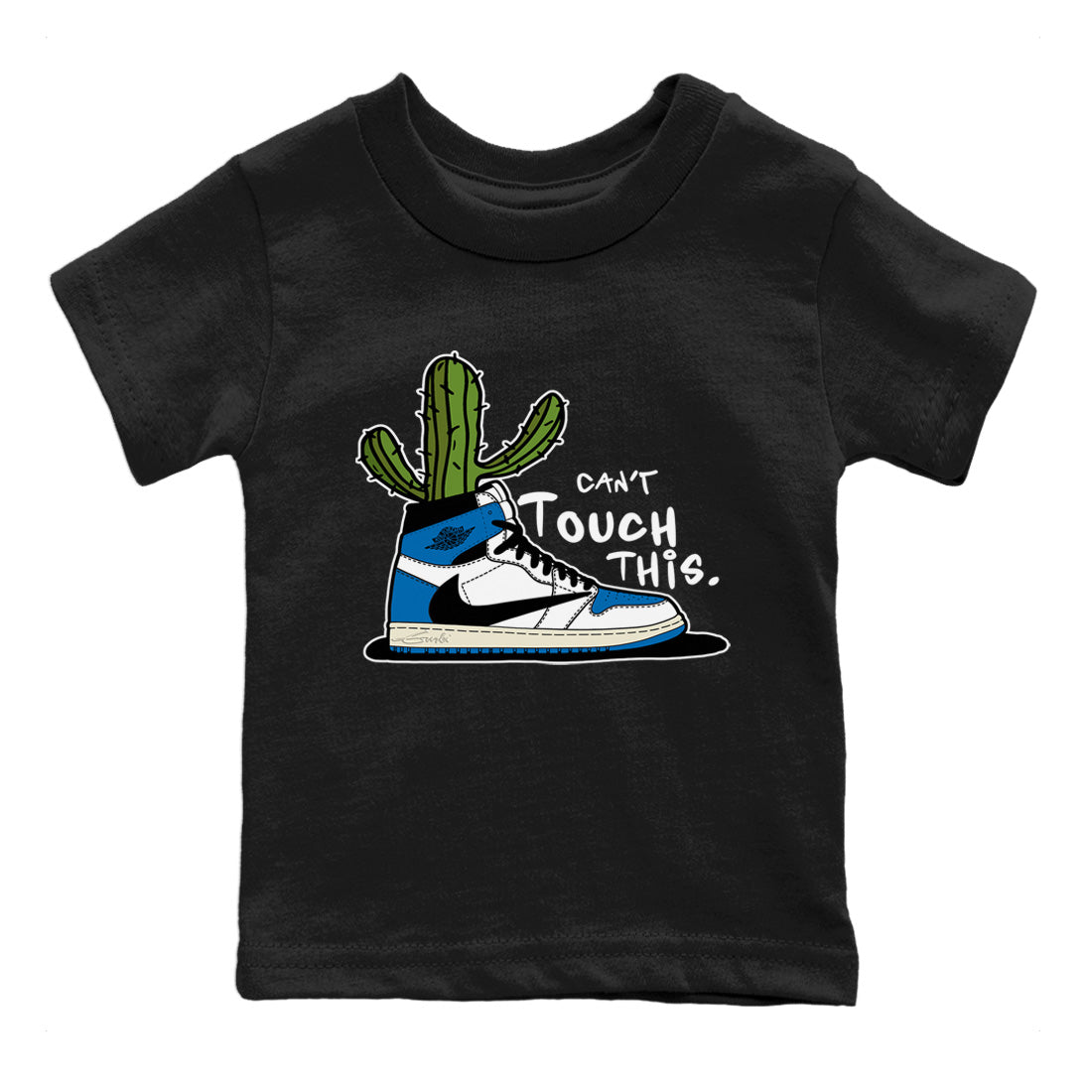 Air Jordan 1 Travis Scott Fragment Sneaker Match Tees Can't Touch This Streetwear Sneaker Shirt Air Jordan 1 High OG x Travis Scott x Fragment Sneaker Release Tees Kids Shirts Black 2