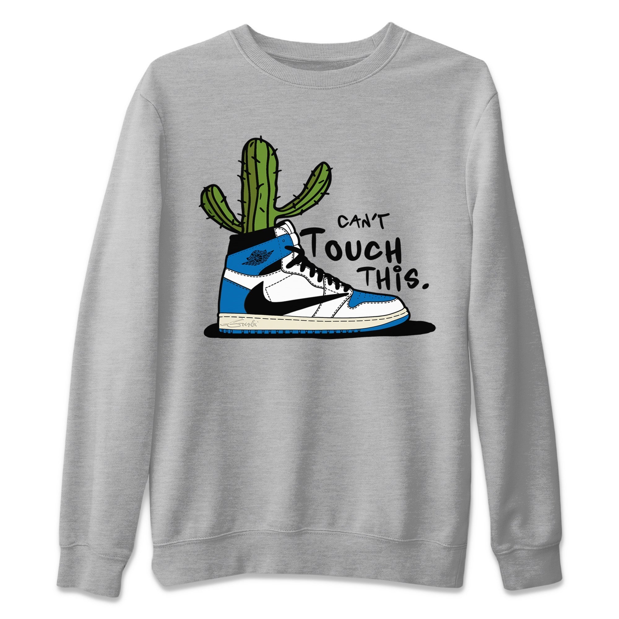 Air Jordan 1 Travis Scott Fragment Sneaker Match Tees Can't Touch This Streetwear Sneaker Shirt Air Jordan 1 High OG x Travis Scott x Fragment Sneaker Release Tees Unisex Shirts Heather Grey 2