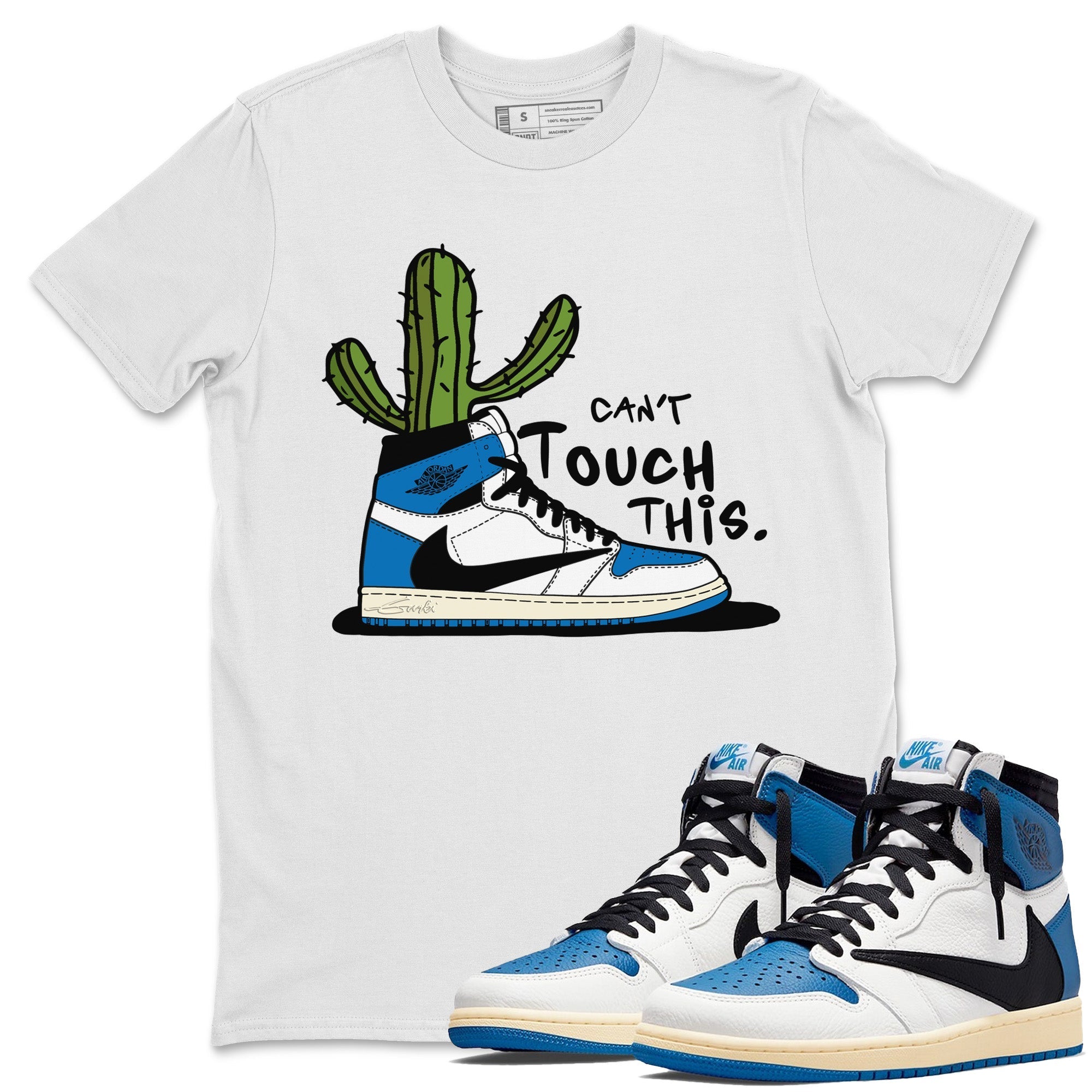 Air Jordan 1 Travis Scott Fragment Sneaker Match Tees Can't Touch This Streetwear Sneaker Shirt Air Jordan 1 High OG x Travis Scott x Fragment Sneaker Release Tees Unisex Shirts White 1