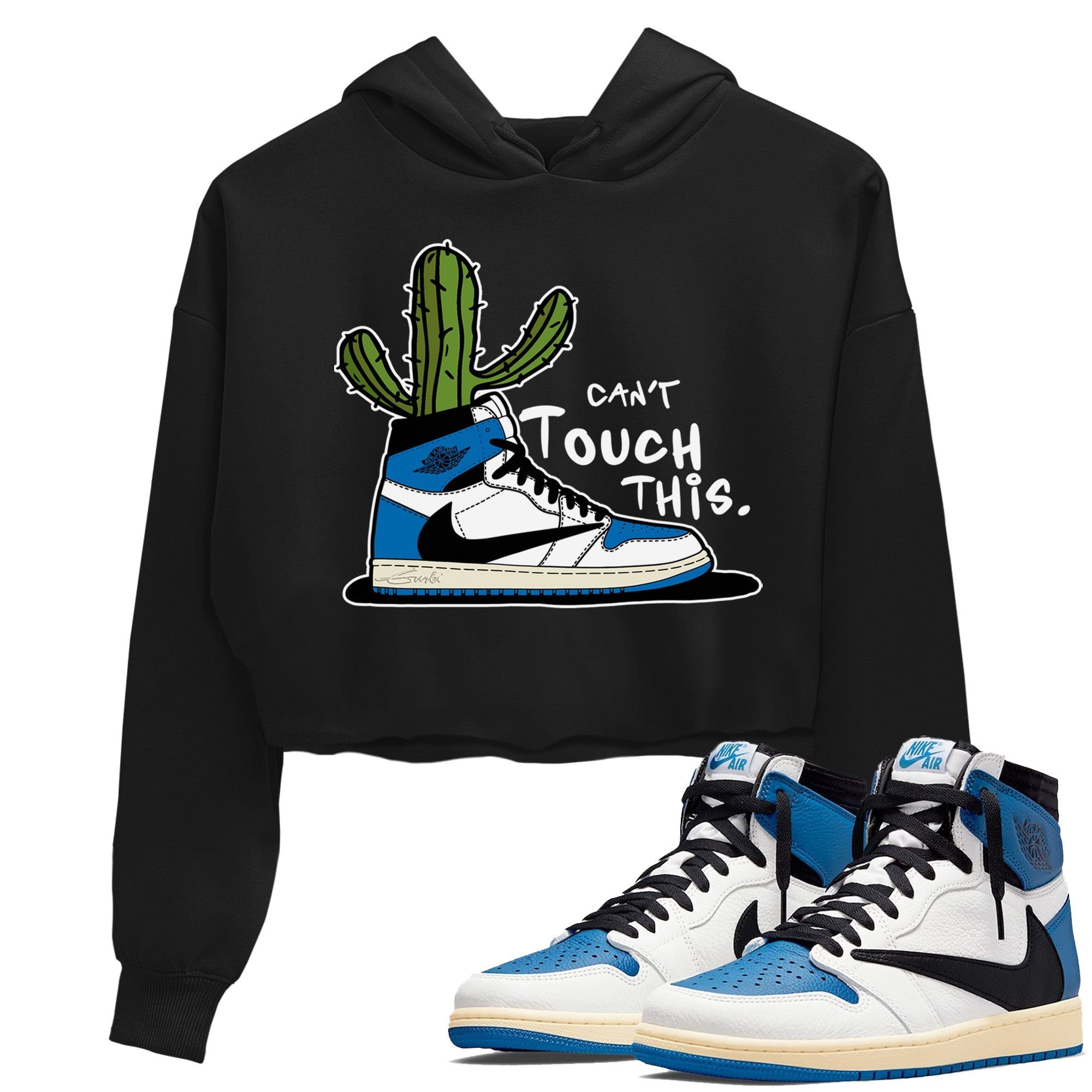 Air Jordan 1 Travis Scott Fragment Sneaker Match Tees Can't Touch This Streetwear Sneaker Shirt Air Jordan 1 High OG x Travis Scott x Fragment Sneaker Release Tees Women's Shirts Black 1