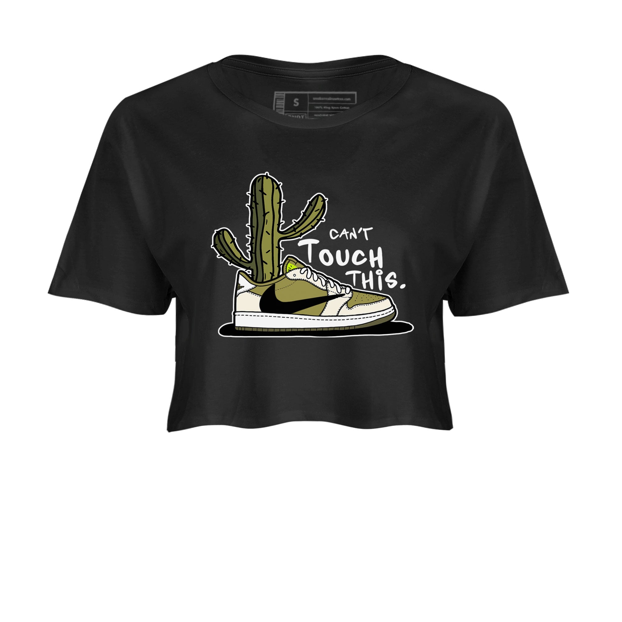 Air Jordan 1 X Travis Scott Golf Olive shirt to match jordans Can't Touch This Streetwear Sneaker Shirt Air Jordan 1 Travis Scott Golf Drip Gear Zone Sneaker Matching Clothing Black 2 Crop T-Shirt