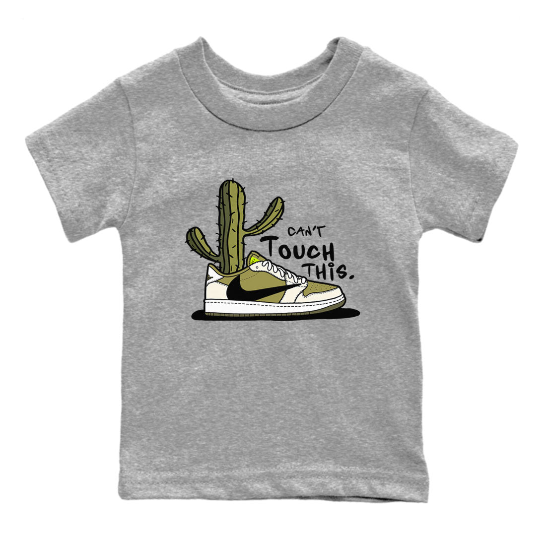 Air Jordan 1 X Travis Scott Golf Olive shirt to match jordans Can't Touch This Streetwear Sneaker Shirt Air Jordan 1 Travis Scott Golf Drip Gear Zone Sneaker Matching Clothing Baby Toddler Heather Grey 2 T-Shirt