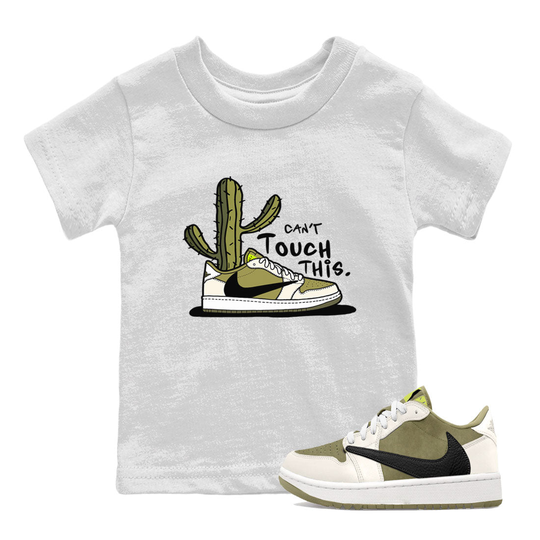 Air Jordan 1 X Travis Scott Golf Olive shirt to match jordans Can't Touch This Streetwear Sneaker Shirt Air Jordan 1 Travis Scott Golf Drip Gear Zone Sneaker Matching Clothing Baby Toddler White 1 T-Shirt