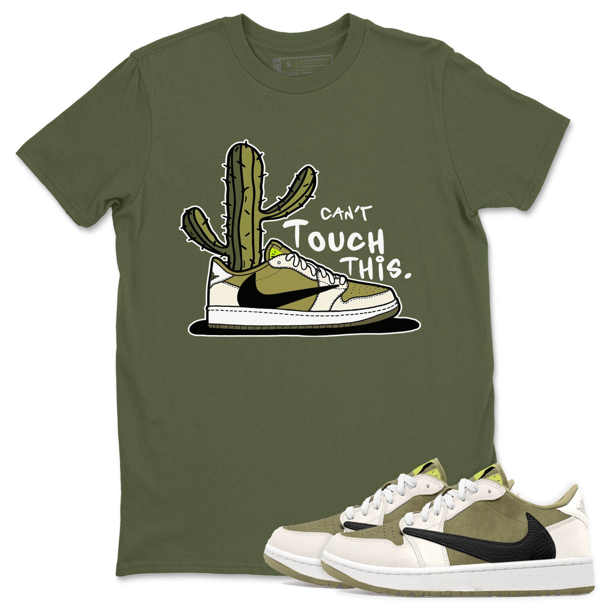 Air Jordan 1 X Travis Scott Golf Olive shirt to match jordans Can't Touch This Streetwear Sneaker Shirt Air Jordan 1 Travis Scott Golf Drip Gear Zone Sneaker Matching Clothing Unisex Military Green 1 T-Shirt
