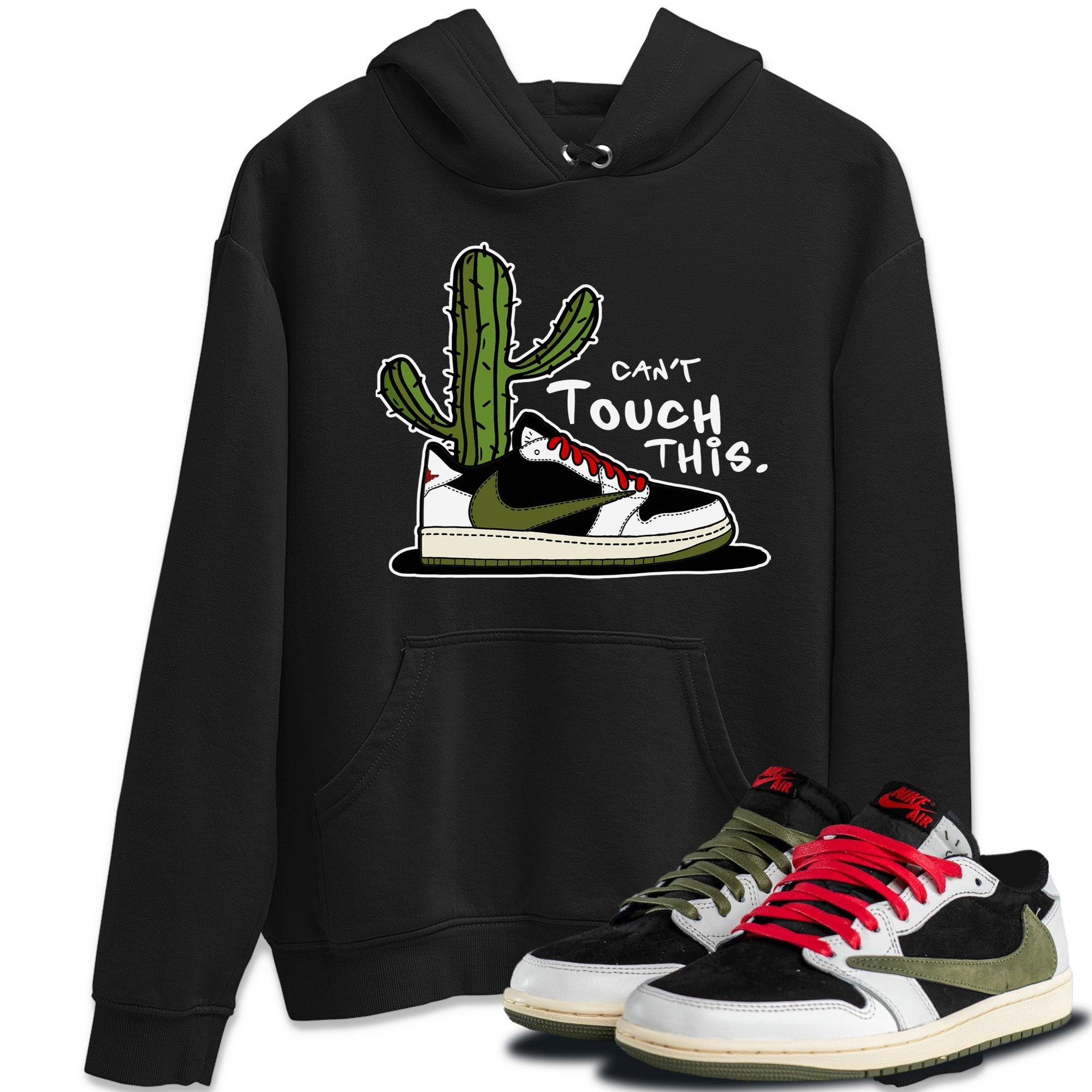 Air Jordan 1 Travis Scott Olive Sneaker Match Tees Can't Touch This Streetwear Sneaker Shirt Air Jordan 1 Low x Travis Scott x Olive Sneaker Release Tees Unisex Shirts Black 1