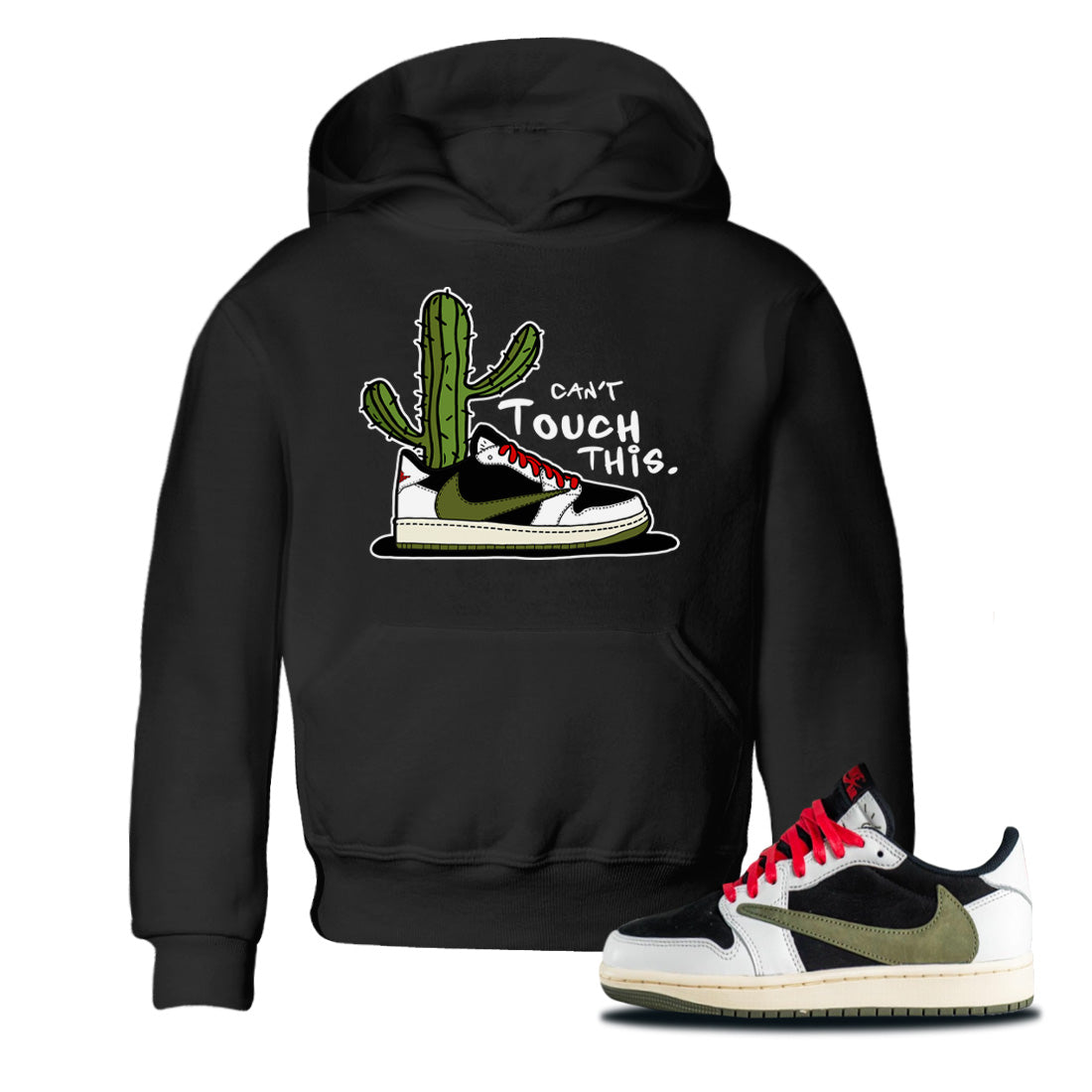 Air Jordan 1 Travis Scott Olive Sneaker Match Tees Can't Touch This Streetwear Sneaker Shirt Air Jordan 1 Low x Travis Scott x Olive Sneaker Release Tees Kids Shirts Black 1