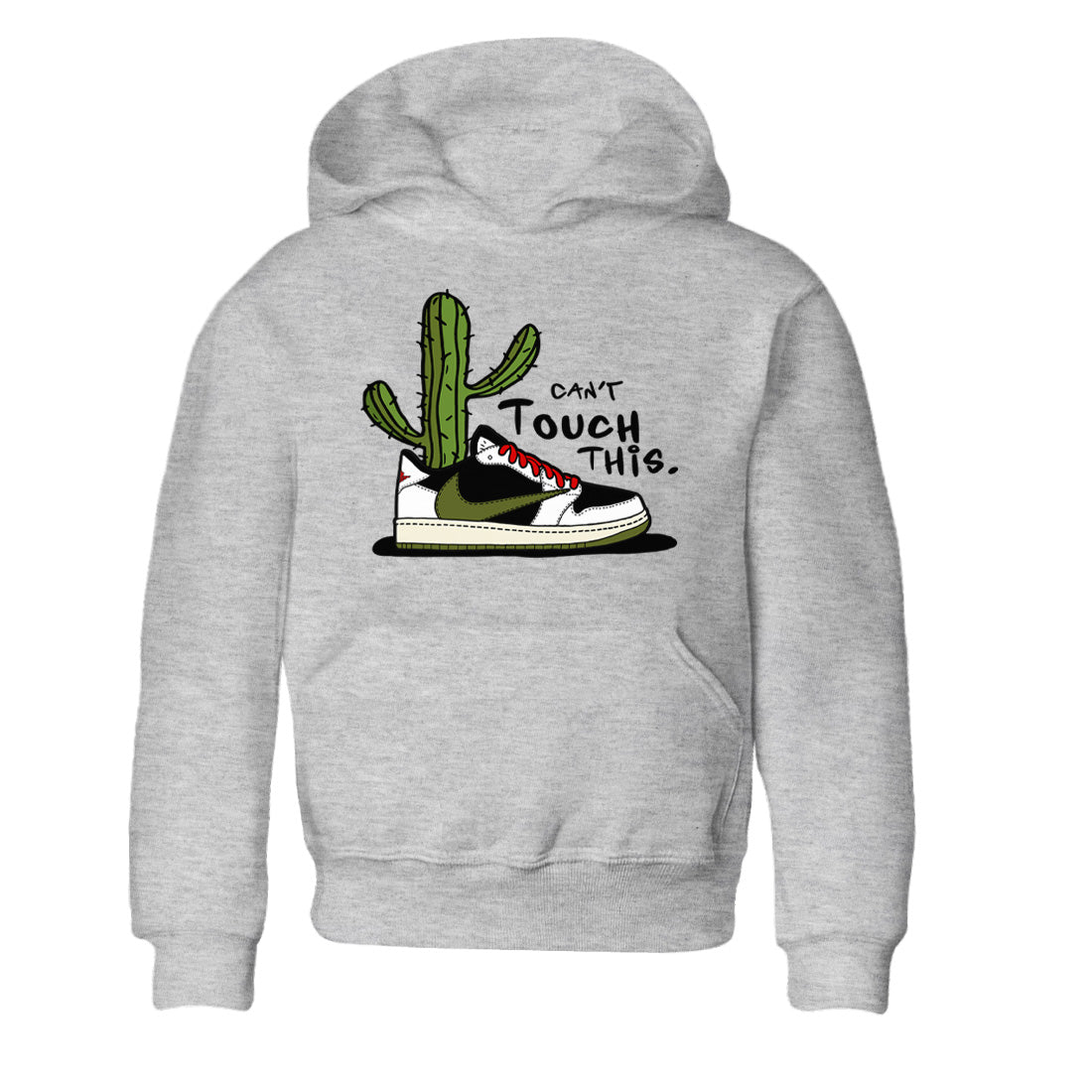 Air Jordan 1 Travis Scott Olive Sneaker Match Tees Can't Touch This Streetwear Sneaker Shirt Air Jordan 1 Low x Travis Scott x Olive Sneaker Release Tees Kids Shirts Heather Grey 2