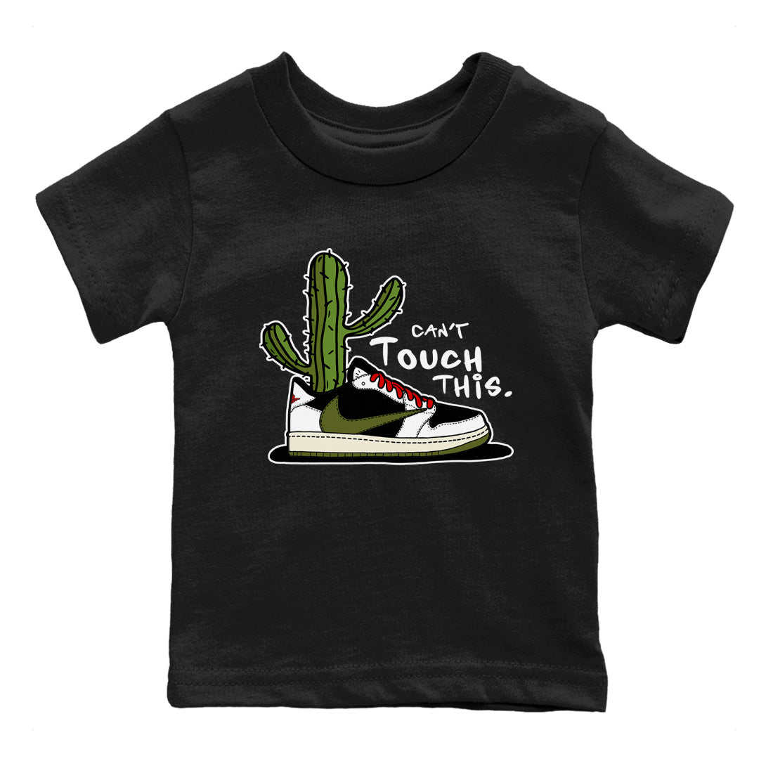 Air Jordan 1 Travis Scott Olive Sneaker Match Tees Can't Touch This Streetwear Sneaker Shirt Air Jordan 1 Low x Travis Scott x Olive Sneaker Release Tees Kids Shirts Black 2