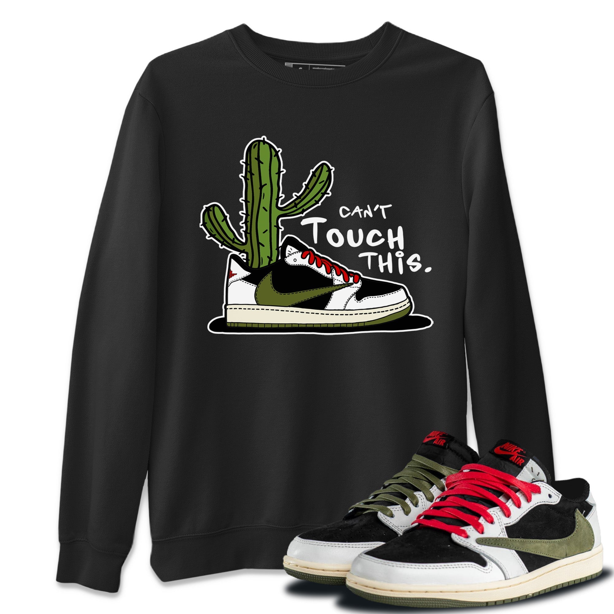 Air Jordan 1 Travis Scott Olive Sneaker Match Tees Can't Touch This Streetwear Sneaker Shirt Air Jordan 1 Low x Travis Scott x Olive Sneaker Release Tees Unisex Shirts Black 1