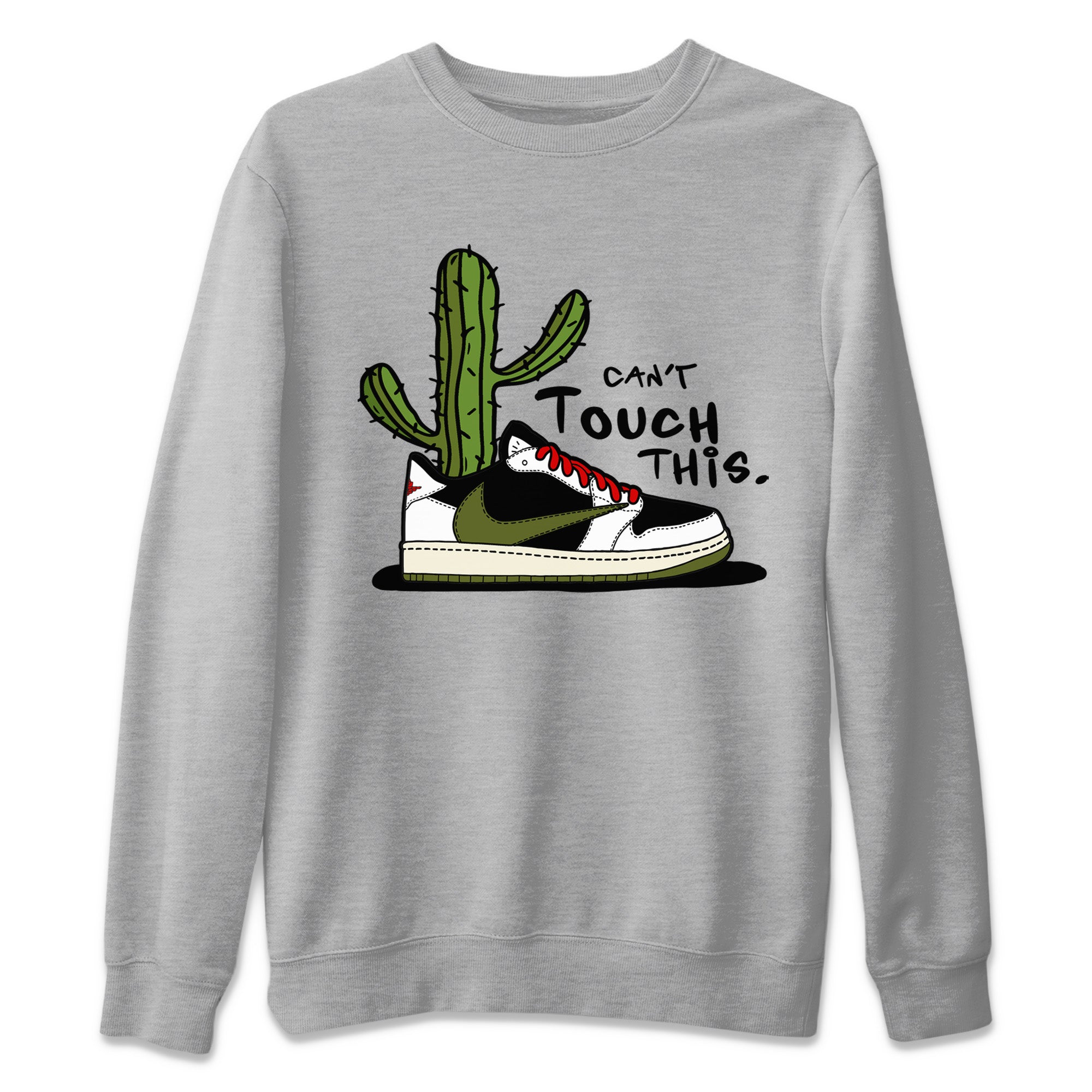 Air Jordan 1 Travis Scott Olive Sneaker Match Tees Can't Touch This Streetwear Sneaker Shirt Air Jordan 1 Low x Travis Scott x Olive Sneaker Release Tees Unisex Shirts Heather Grey 2