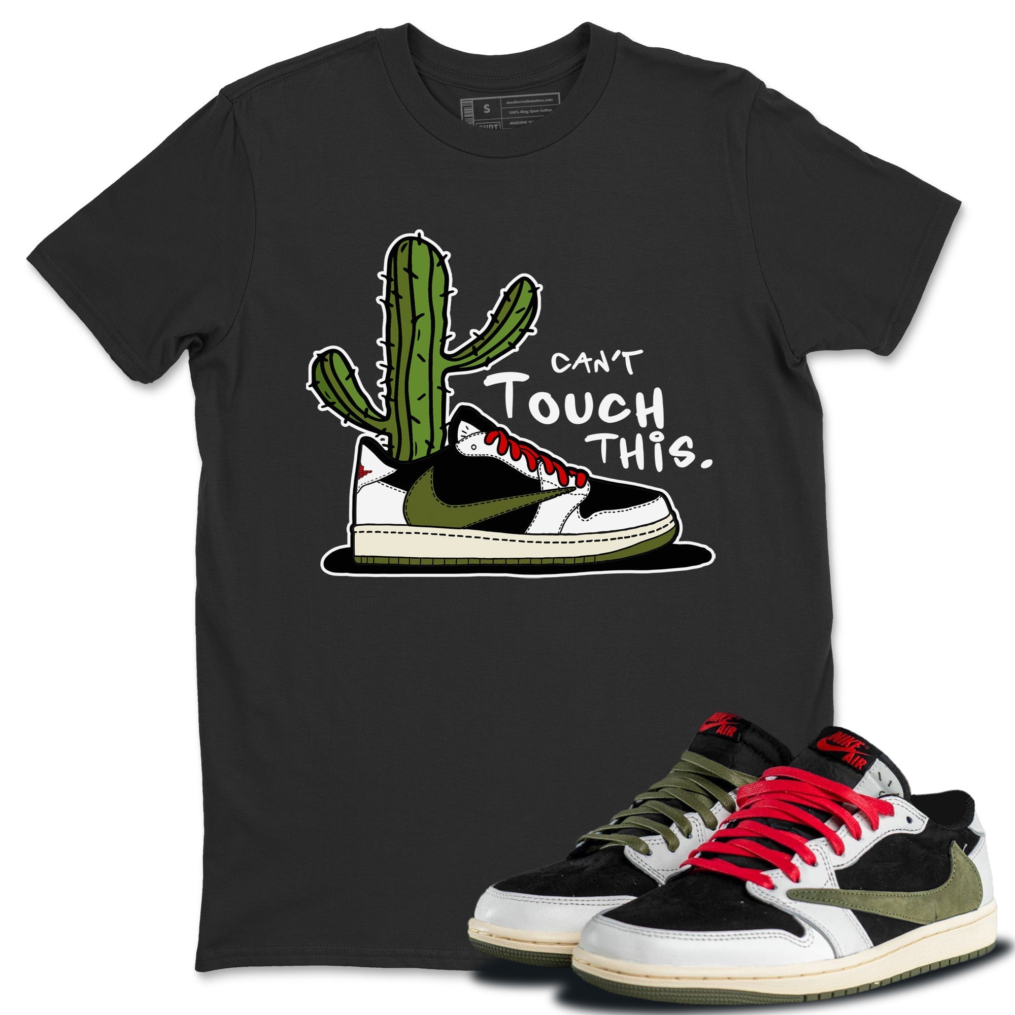 Air Jordan 1 Travis Scott Olive Sneaker Match Tees Can't Touch This Streetwear Sneaker Shirt Air Jordan 1 Low x Travis Scott x Olive Sneaker Release Tees Unisex Shirts Black 1