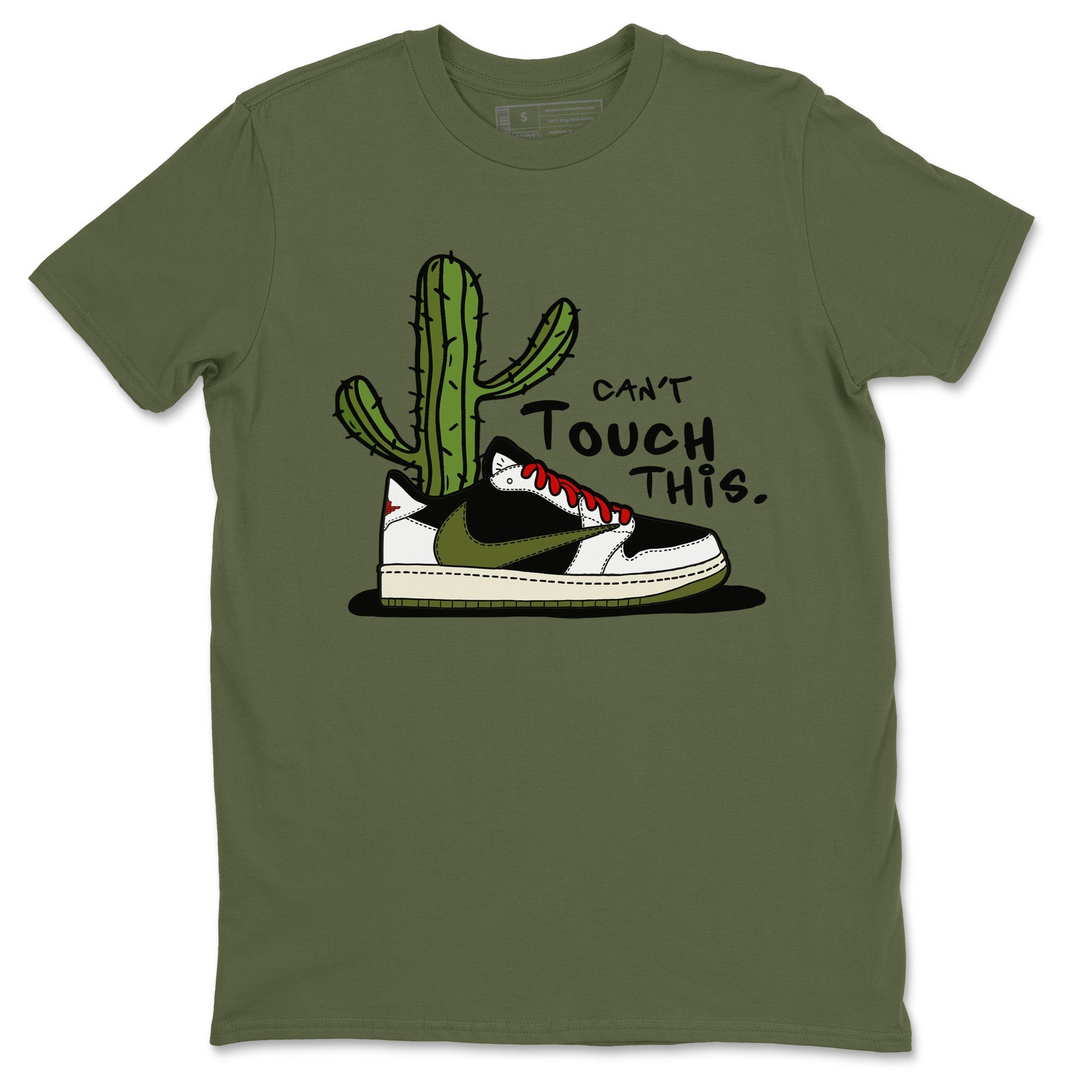 Air Jordan 1 Travis Scott Olive Sneaker Match Tees Can't Touch This Streetwear Sneaker Shirt Air Jordan 1 Low x Travis Scott x Olive Sneaker Release Tees Unisex Shirts Military Green 2
