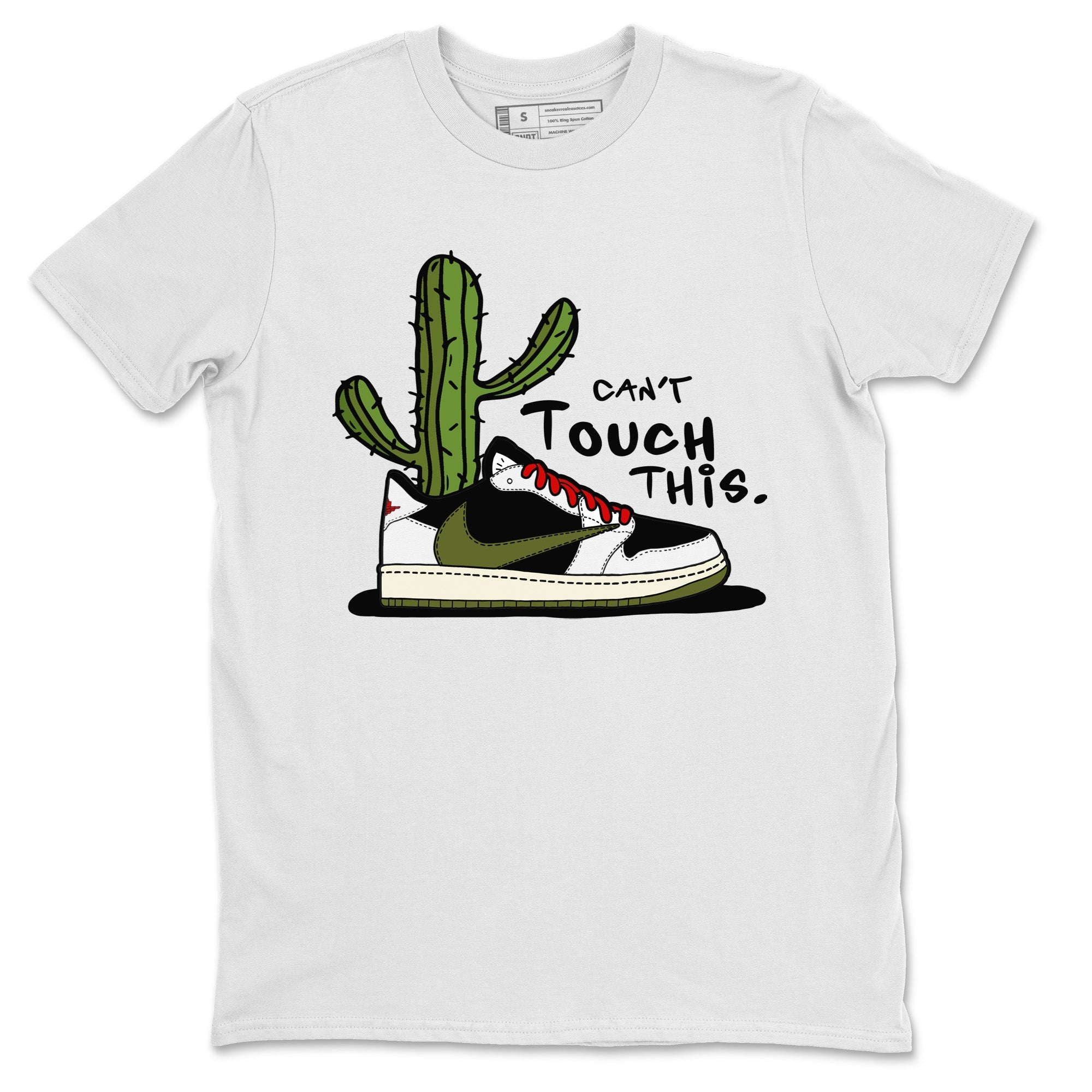 Air Jordan 1 Travis Scott Olive Sneaker Match Tees Can't Touch This Streetwear Sneaker Shirt Air Jordan 1 Low x Travis Scott x Olive Sneaker Release Tees Unisex Shirts White 2