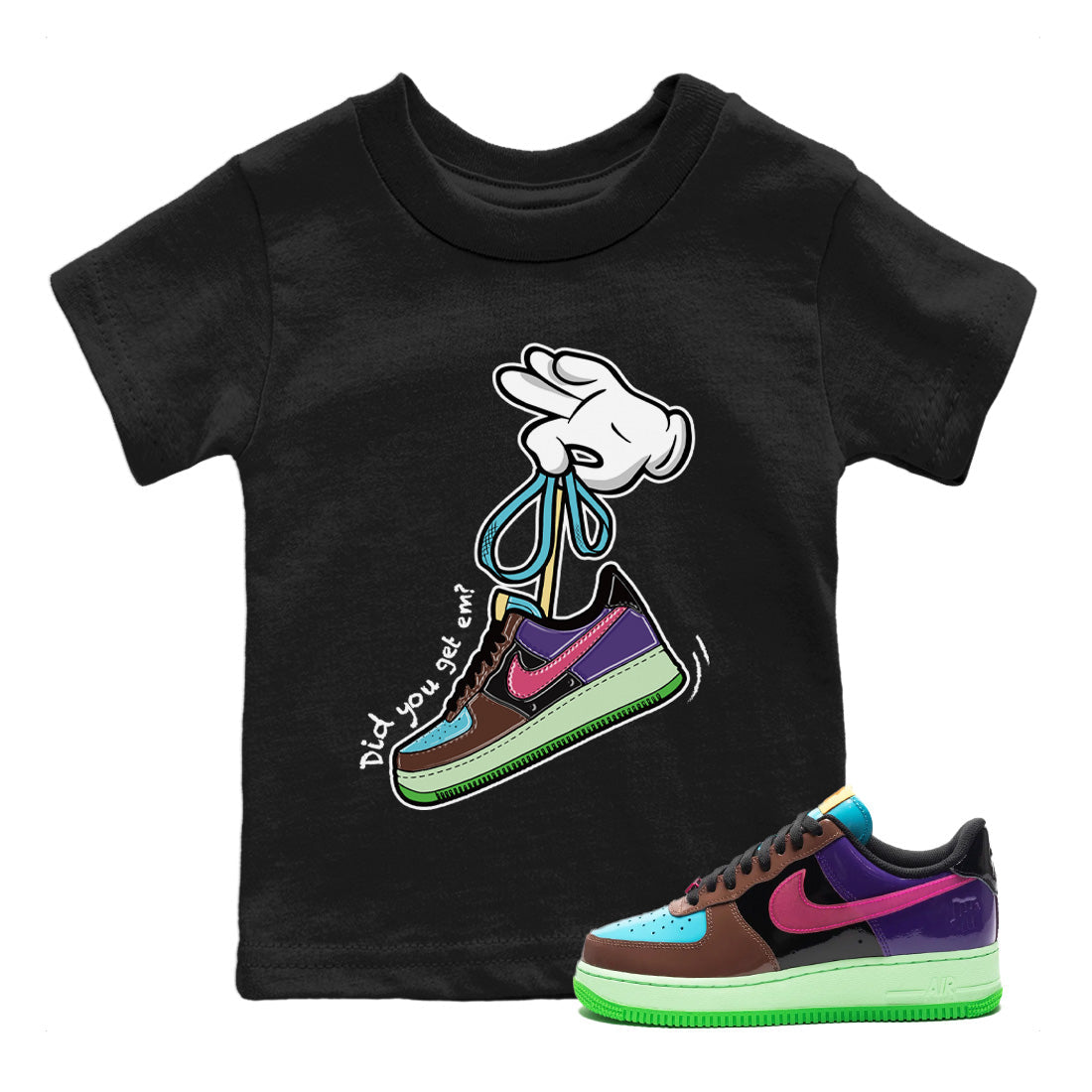 Air Force 1 Undefeated Fauna Brown Sneaker Match Tees Cartoon Hands Sneaker Tees Air Force 1 Undefeated Fauna Brown Jordan to match sneaker T-Shirt Kids Shirts