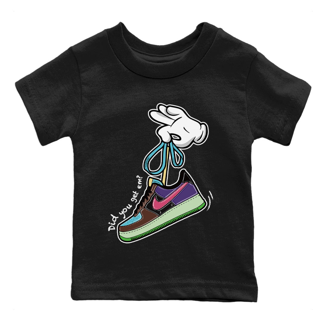Air Force 1 Undefeated Fauna Brown Sneaker Match Tees Cartoon Hands Sneaker Tees Air Force 1 Undefeated Fauna Brown Jordan to match sneaker T-Shirt Kids Shirts