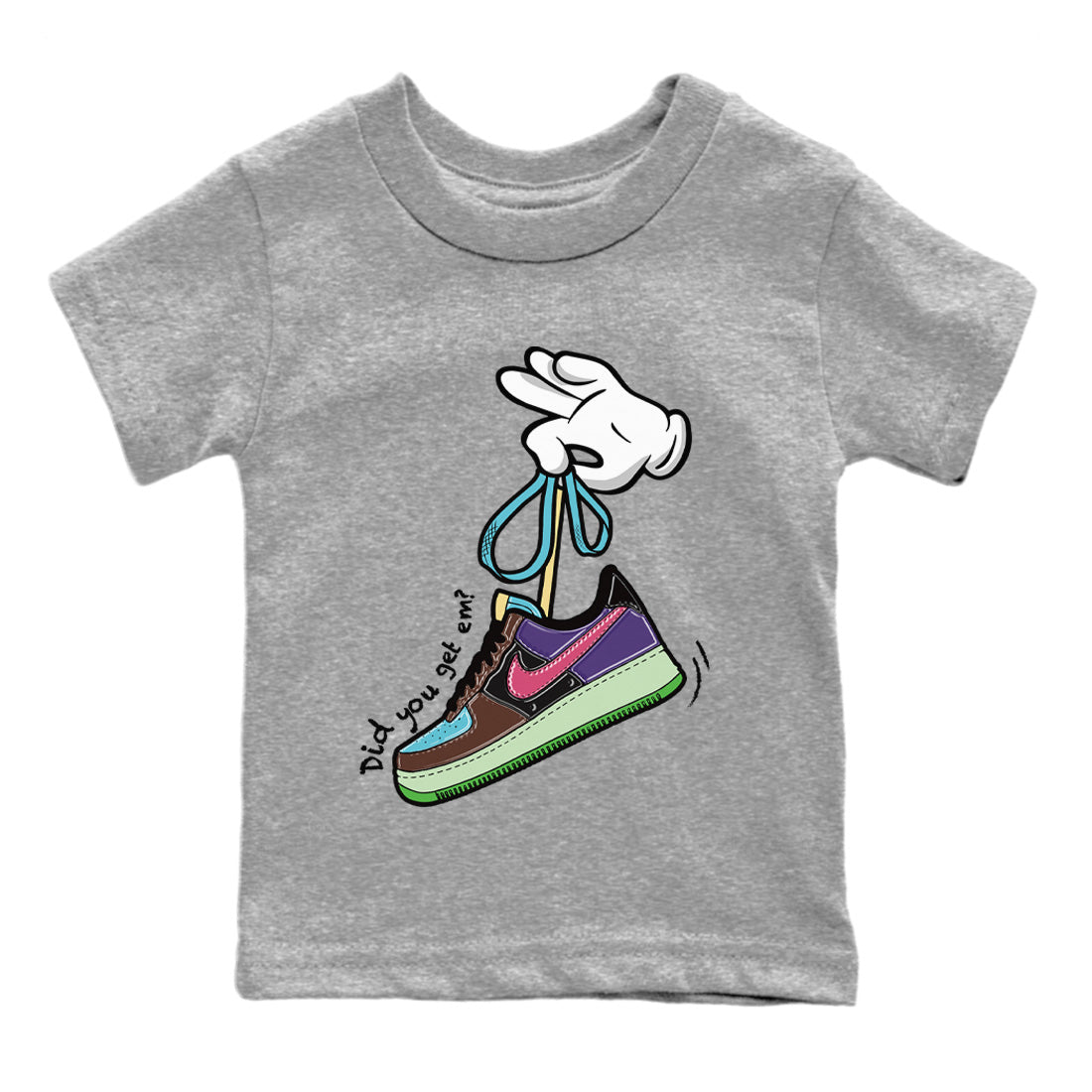 Air Force 1 Undefeated Fauna Brown Sneaker Match Tees Cartoon Hands Sneaker Tees Air Force 1 Undefeated Fauna Brown Jordan to match sneaker T-Shirt Kids Shirts