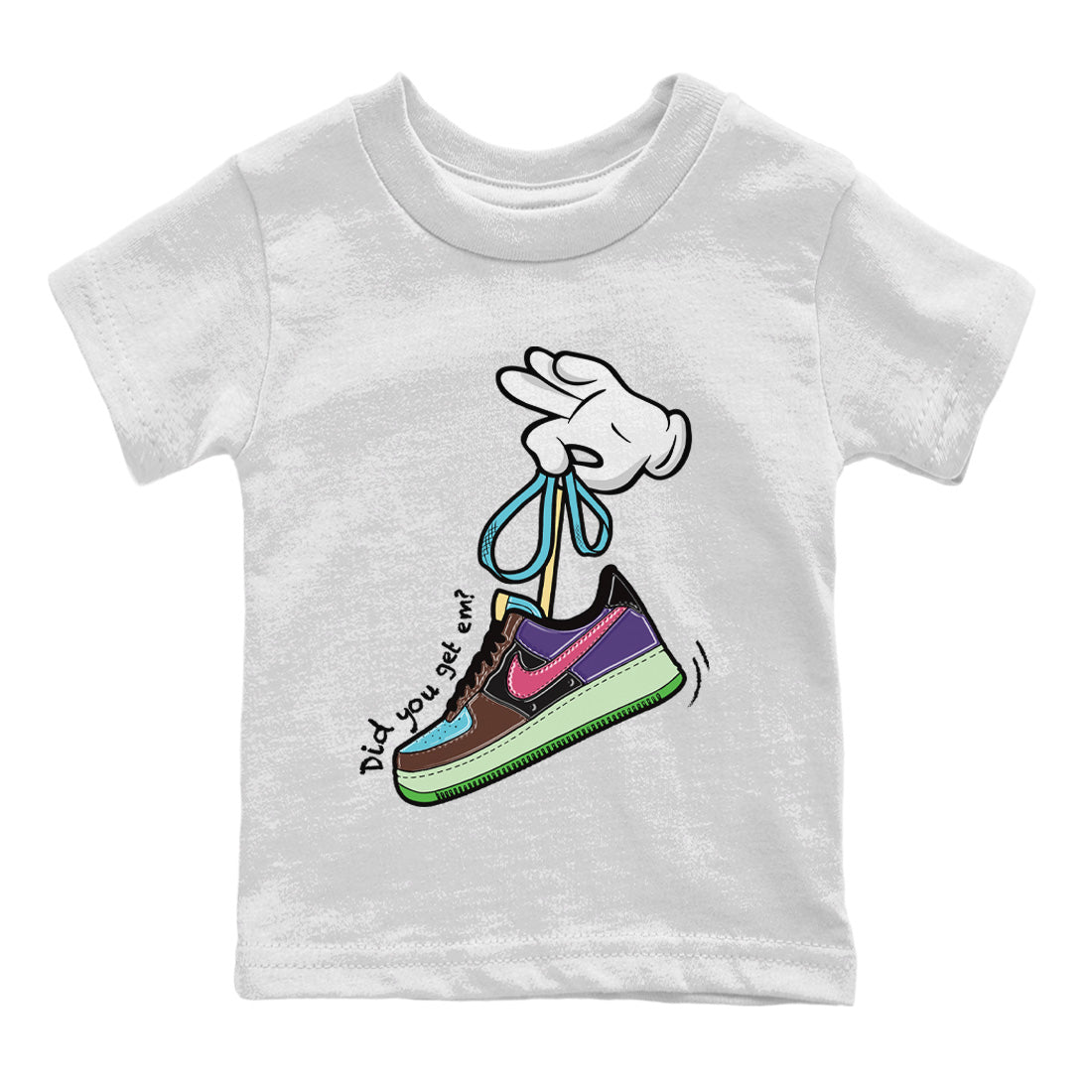 Air Force 1 Undefeated Fauna Brown Sneaker Match Tees Cartoon Hands Sneaker Tees Air Force 1 Undefeated Fauna Brown Jordan to match sneaker T-Shirt Kids Shirts