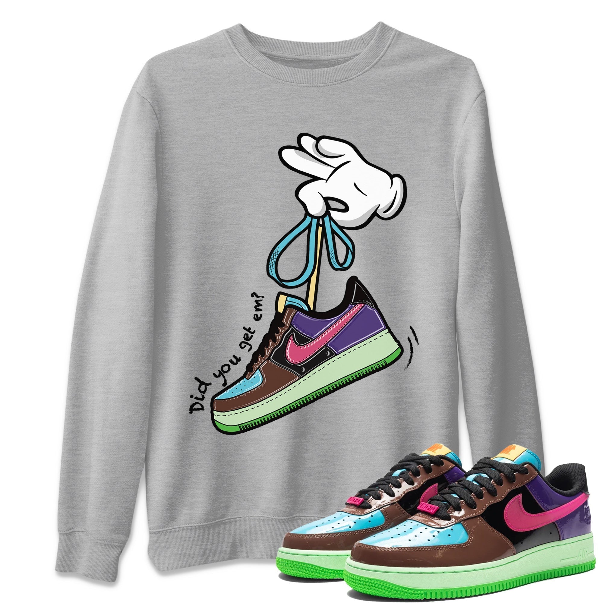 Air Force 1 Undefeated Fauna Brown Sneaker Match Tees Cartoon Hands Sneaker Tees Air Force 1 Undefeated Fauna Brown Jordan to match sneaker T-Shirt Crew Neck Shirts