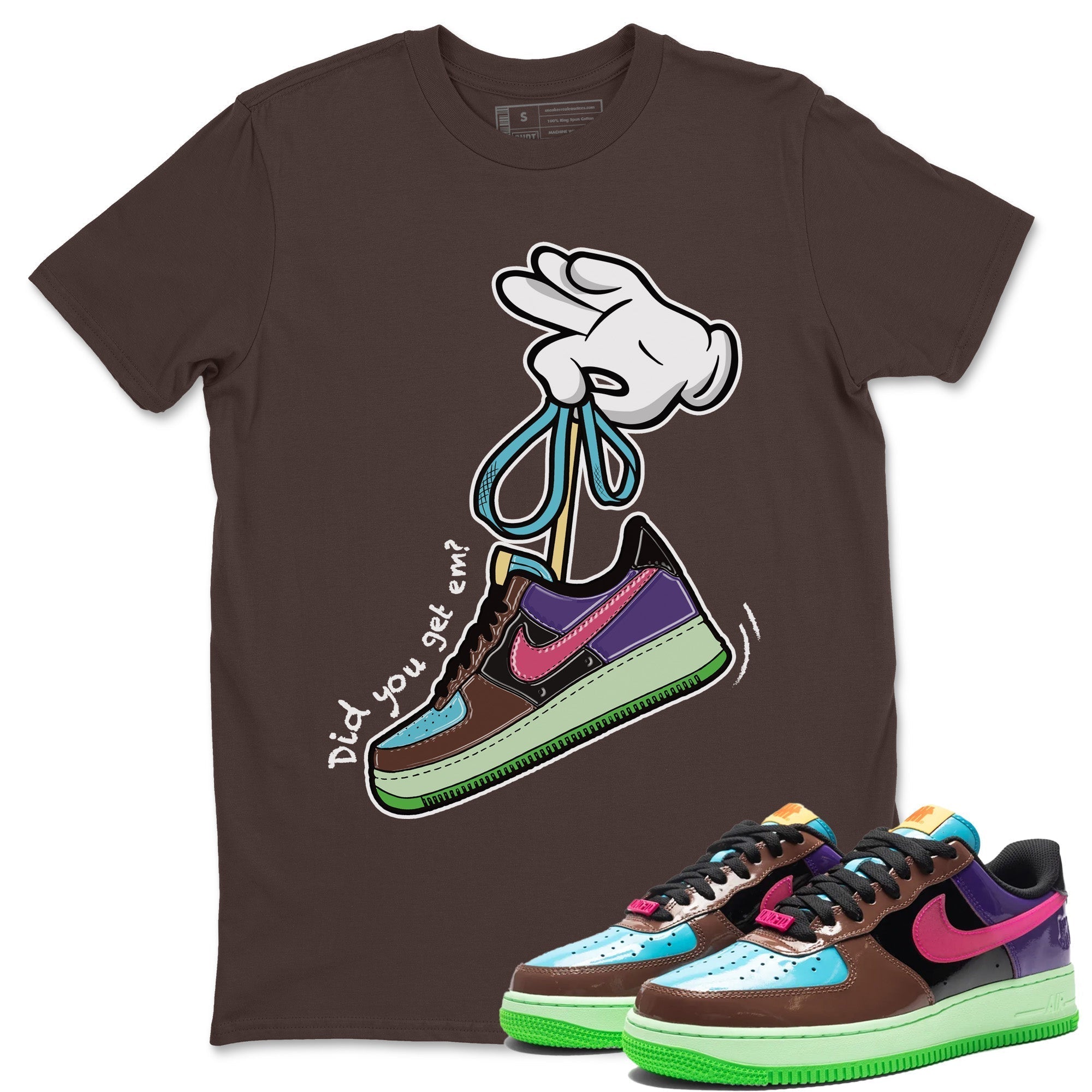 Air Force 1 Undefeated Fauna Brown Sneaker Match Tees Cartoon Hands Sneaker Tees Air Force 1 Undefeated Fauna Brown Jordan to match sneaker T-Shirt Crew Neck Shirts