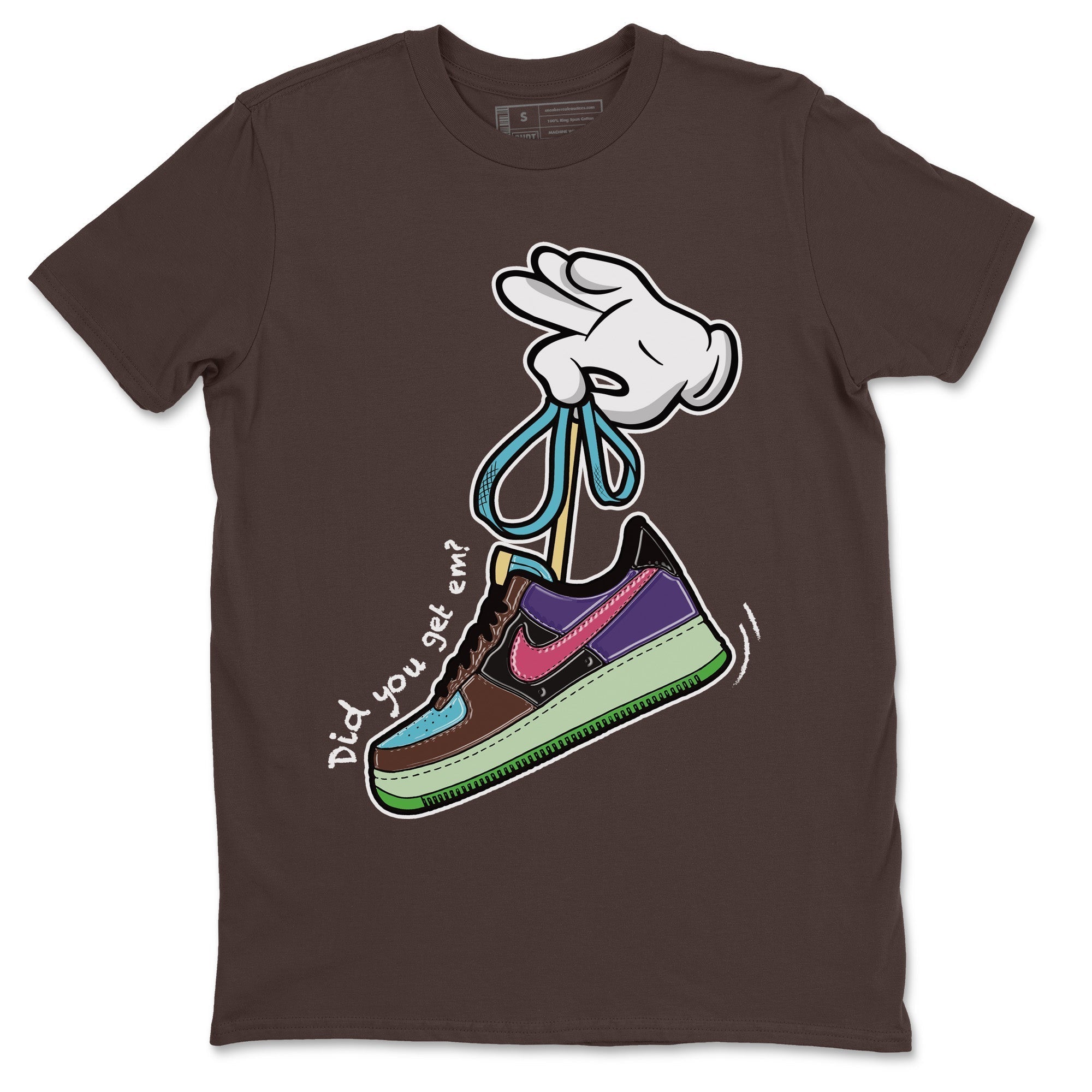 Air Force 1 Undefeated Fauna Brown Sneaker Match Tees Cartoon Hands Sneaker Tees Air Force 1 Undefeated Fauna Brown Jordan to match sneaker T-Shirt Crew Neck Shirts