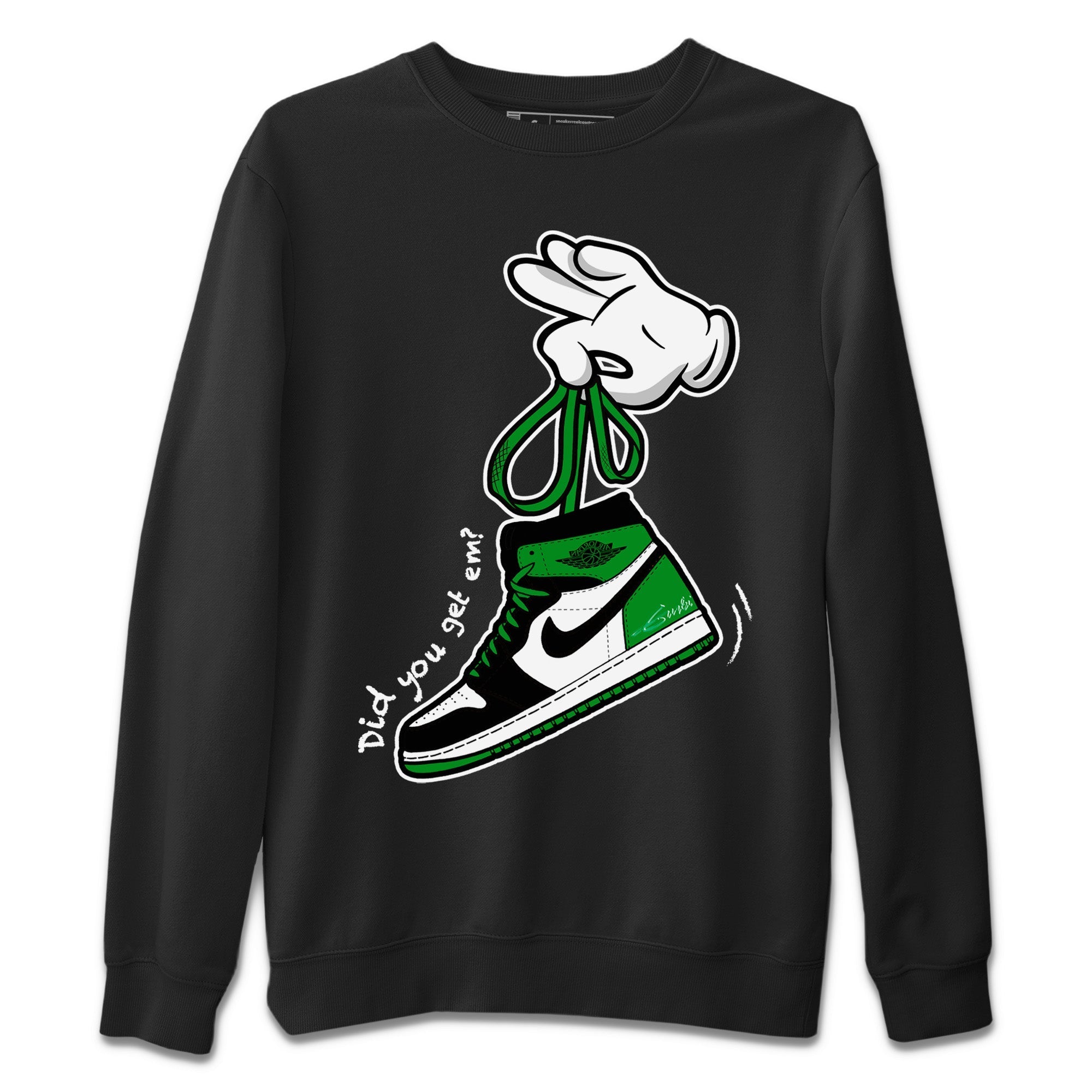 Air Jordan 1 Celtics Sneaker Match Tees Cartoon Hands Streetwear Sneaker Shirt Air Jordan 1 High OG Celtics Sneaker Release Tees Unisex Shirts Black 2