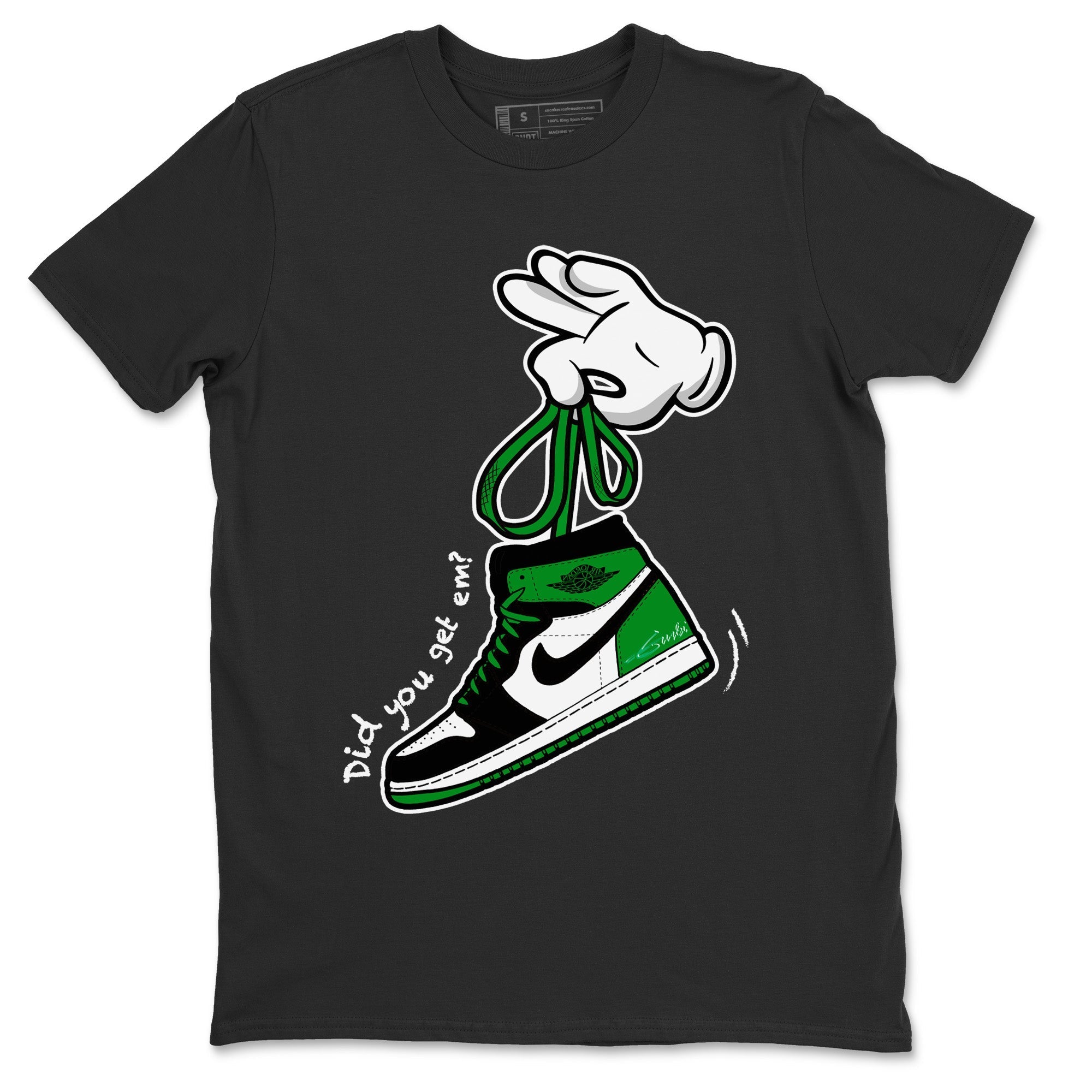 Air Jordan 1 Celtics Sneaker Match Tees Cartoon Hands Streetwear Sneaker Shirt Air Jordan 1 High OG Celtics Sneaker Release Tees Unisex Shirts Black 2