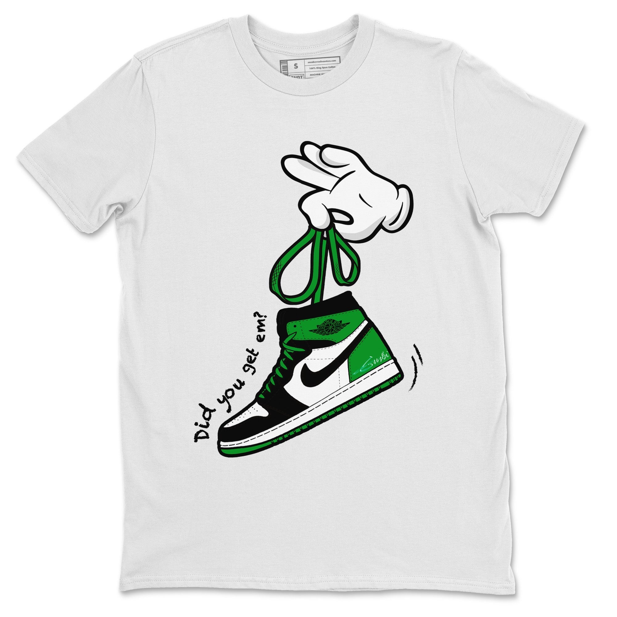 Air Jordan 1 Celtics Sneaker Match Tees Cartoon Hands Streetwear Sneaker Shirt Air Jordan 1 High OG Celtics Sneaker Release Tees Unisex Shirts White 2