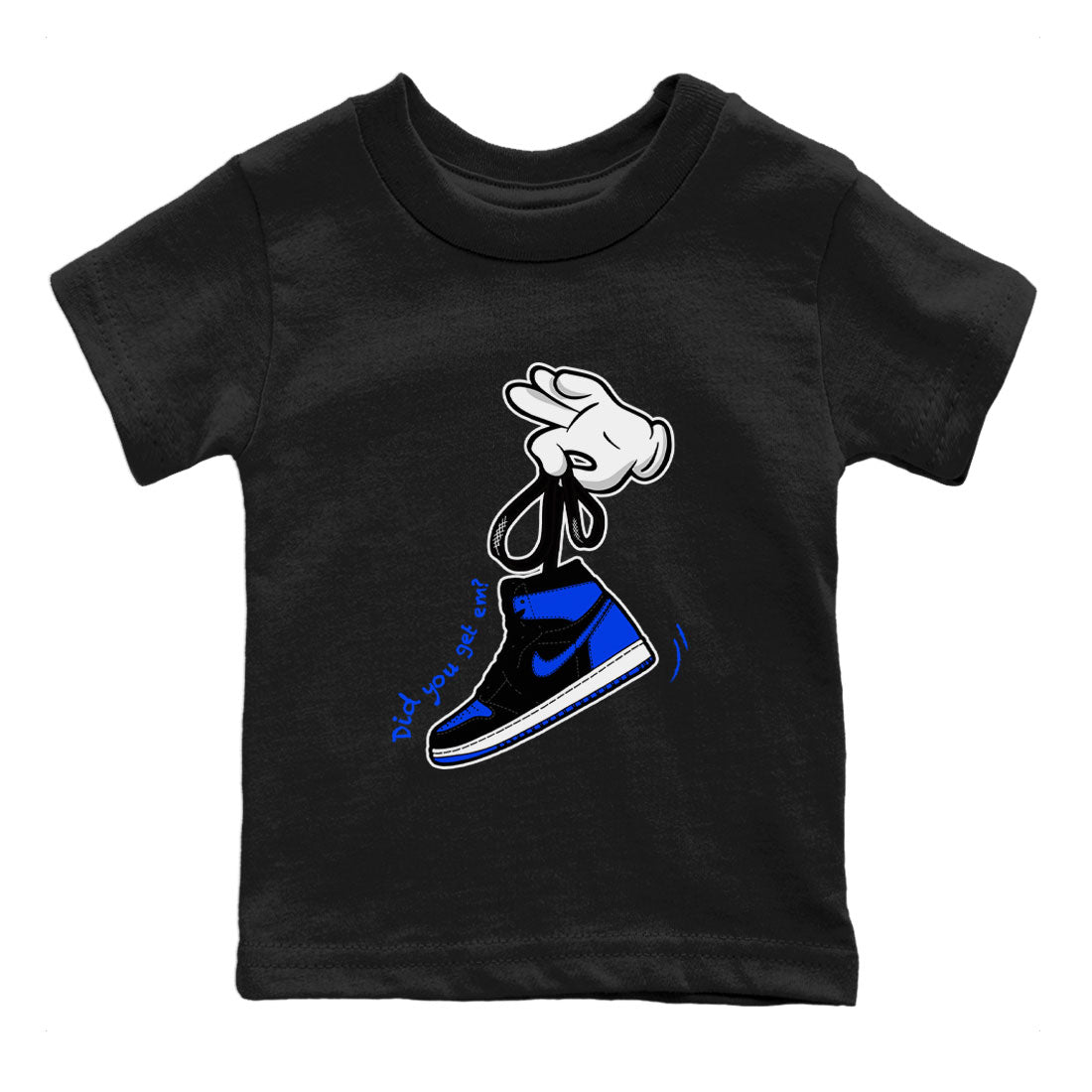 Air Jordan 1 Royal Reimagined shirt to match jordans Cartoon Hands sneaker tees Air Jordan 1 High OG Royal Reimagined Drip Gear Zone Kids Baby Toddler sneaker shirts Black 2 T-Shirt