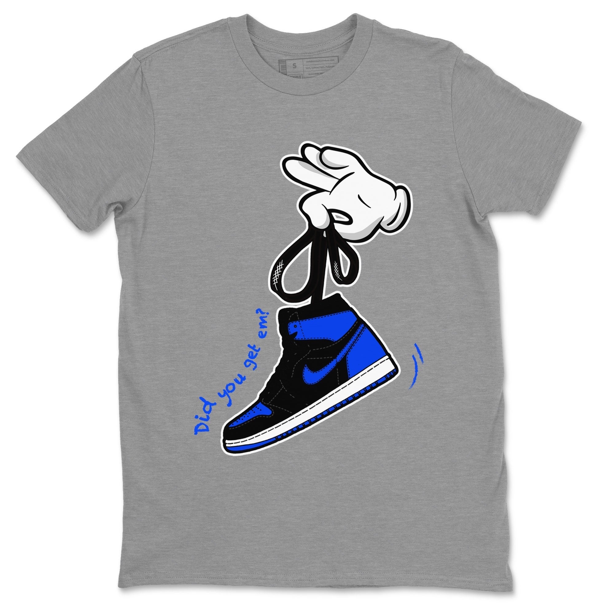 Air Jordan 1 Royal Reimagined shirt to match jordans Cartoon Hands sneaker tees Air Jordan 1 High OG Royal Reimagined Drip Gear Zone Unisex Sneaker Tees and Sneaker Match T-Shirt Heather Grey 2 T-Shirt