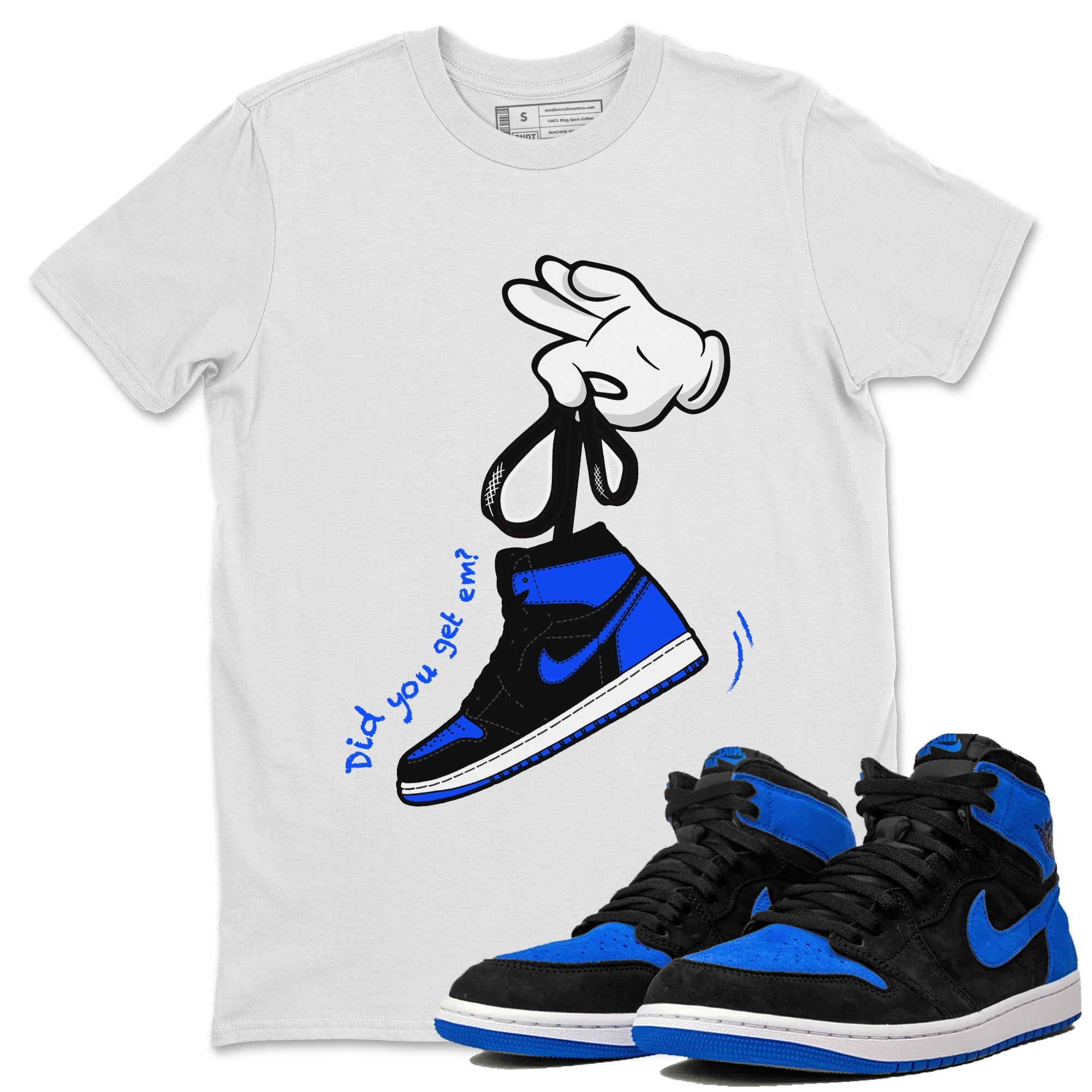 Air Jordan 1 Royal Reimagined shirt to match jordans Cartoon Hands sneaker tees Air Jordan 1 High OG Royal Reimagined Drip Gear Zone Unisex Sneaker Tees and Sneaker Match T-Shirt White 1 T-Shirt