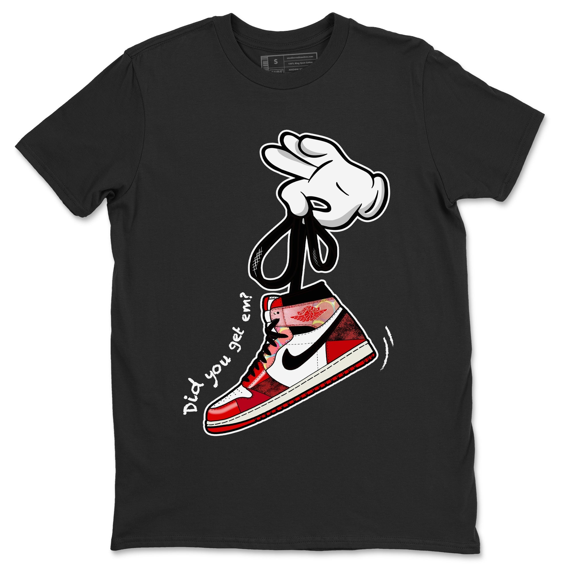Air Jordan 1 Spider Man Sneaker Match Tees Cartoon Hands Sneaker Release Tees Air Jordan 1 High OG x Spider Man Shirts Unisex Shirts Black 2