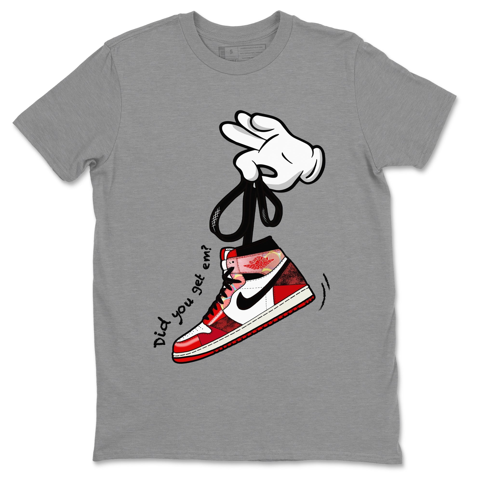 Air Jordan 1 Spider Man Sneaker Match Tees Cartoon Hands Sneaker Release Tees Air Jordan 1 High OG x Spider Man Shirts Unisex Shirts Heather Grey 2