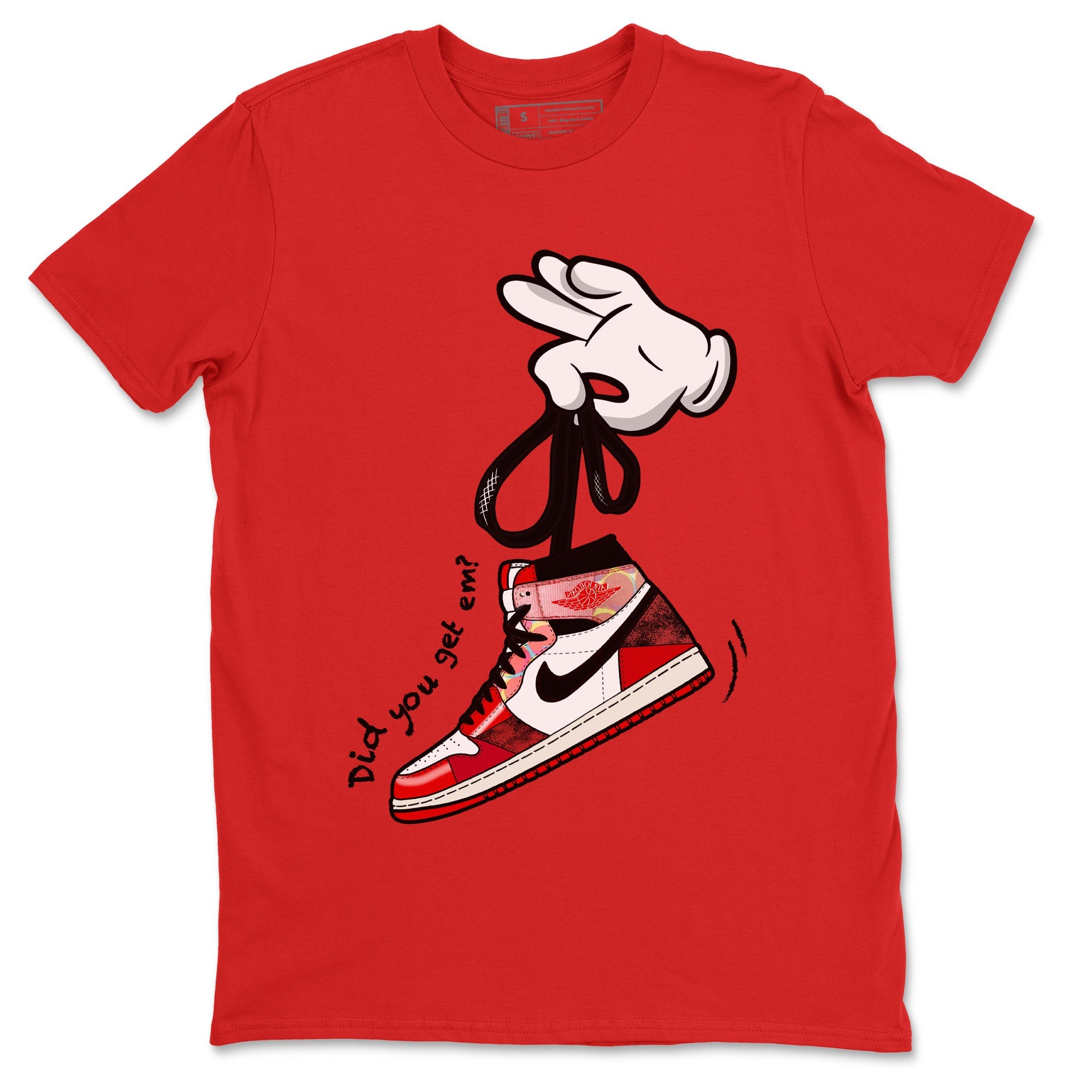 Air Jordan 1 Spider Man Sneaker Match Tees Cartoon Hands Sneaker Release Tees Air Jordan 1 High OG x Spider Man Shirts Unisex Shirts Red 2