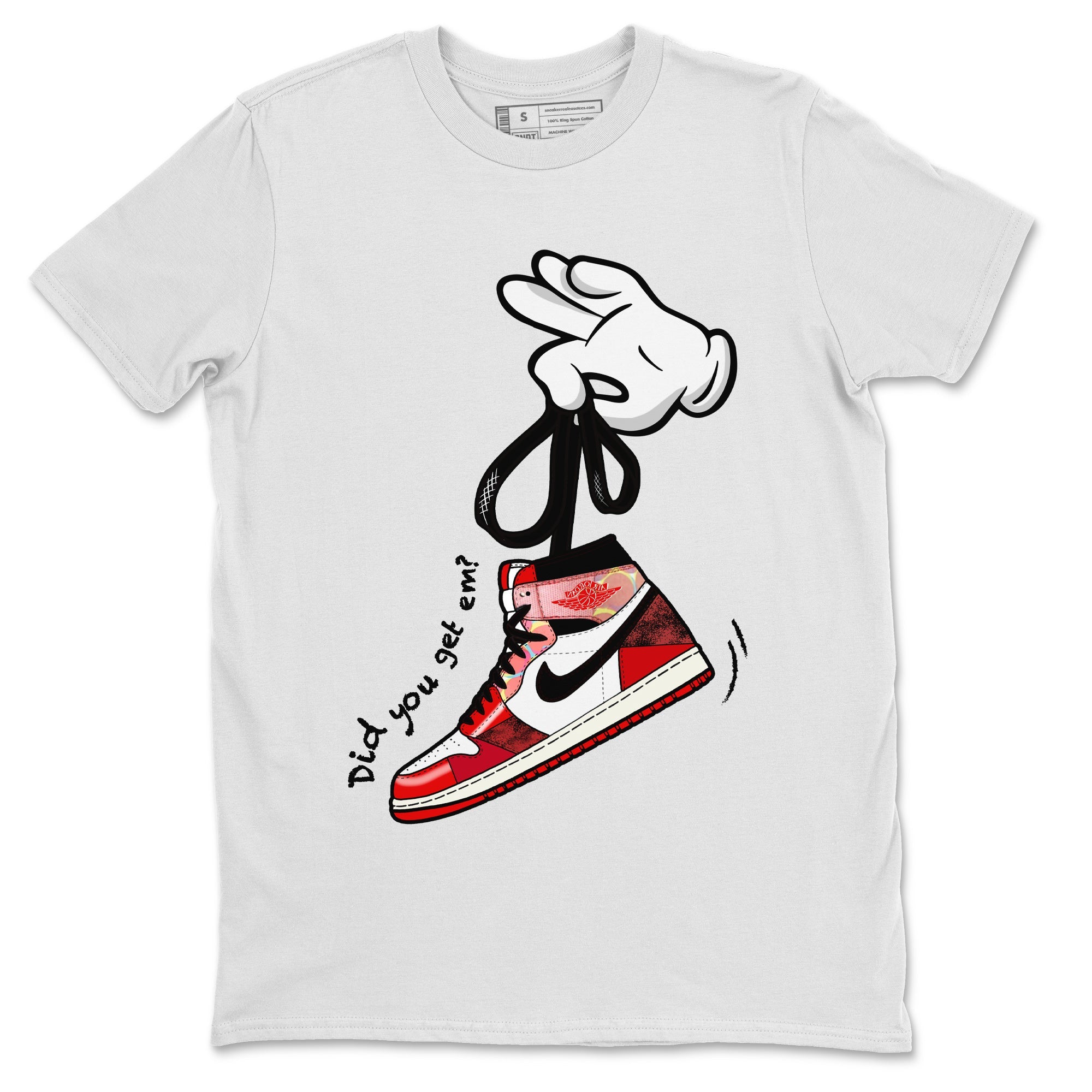 Air Jordan 1 Spider Man Sneaker Match Tees Cartoon Hands Sneaker Release Tees Air Jordan 1 High OG x Spider Man Shirts Unisex Shirts White 2