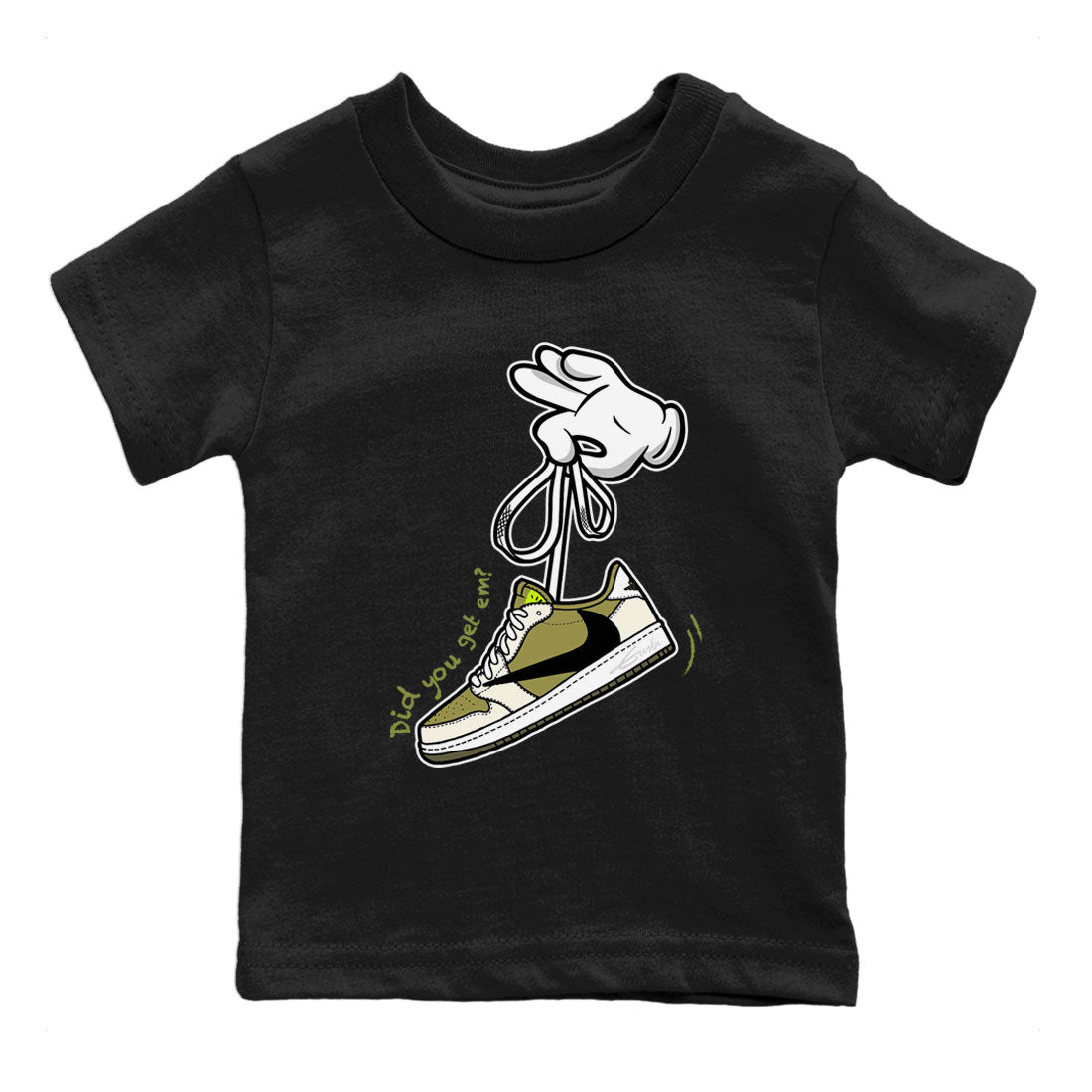 Air Jordan 1 X Travis Scott Golf Olive shirt to match jordans Cartoon Hands Streetwear Sneaker Shirt Air Jordan 1 Travis Scott Golf Drip Gear Zone Sneaker Matching Clothing Baby Toddler Black 2 T-Shirt