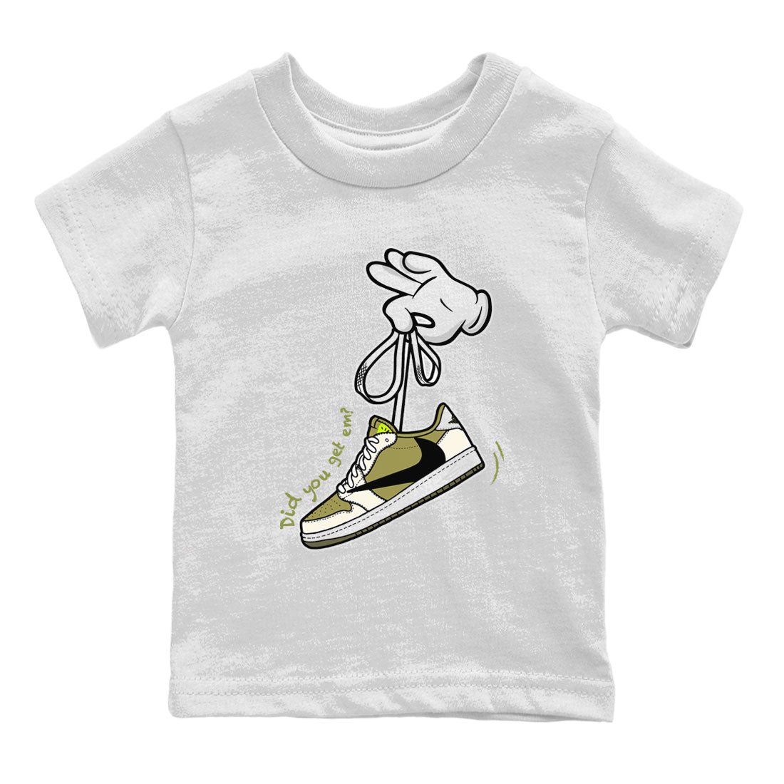 Air Jordan 1 X Travis Scott Golf Olive shirt to match jordans Cartoon Hands Streetwear Sneaker Shirt Air Jordan 1 Travis Scott Golf Drip Gear Zone Sneaker Matching Clothing Baby Toddler White 2 T-Shirt