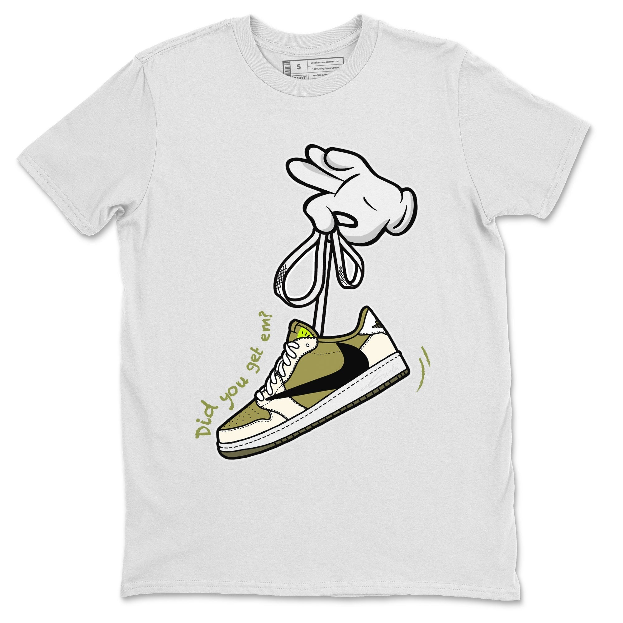Air Jordan 1 X Travis Scott Golf Olive shirt to match jordans Cartoon Hands Streetwear Sneaker Shirt Air Jordan 1 Travis Scott Golf Drip Gear Zone Sneaker Matching Clothing Unisex White 2 T-Shirt