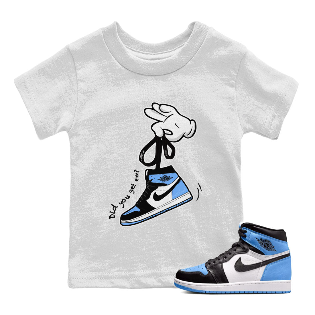 Air Jordan 1 Retro High OG UNC Toe shirt to match jordans Cartoon Hands Streetwear Sneaker Shirt UNC Toe 1s Drip Gear Zone Sneaker Matching Clothing Baby Toddler White 1 T-Shirt