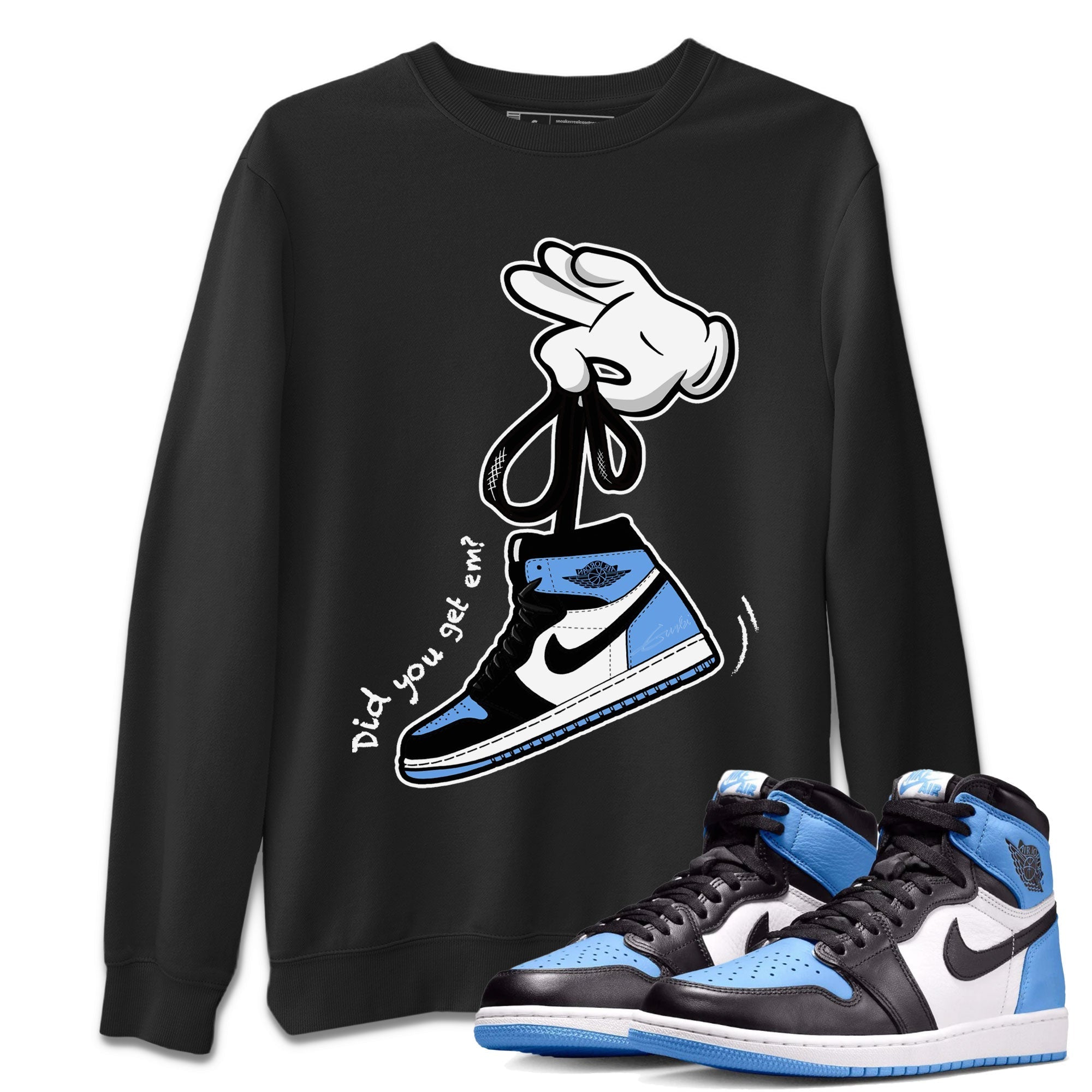 Air Jordan 1 Retro High OG UNC Toe shirt to match jordans Cartoon Hands Streetwear Sneaker Shirt UNC Toe 1s Drip Gear Zone Sneaker Matching Clothing Unisex Black 1 T-Shirt